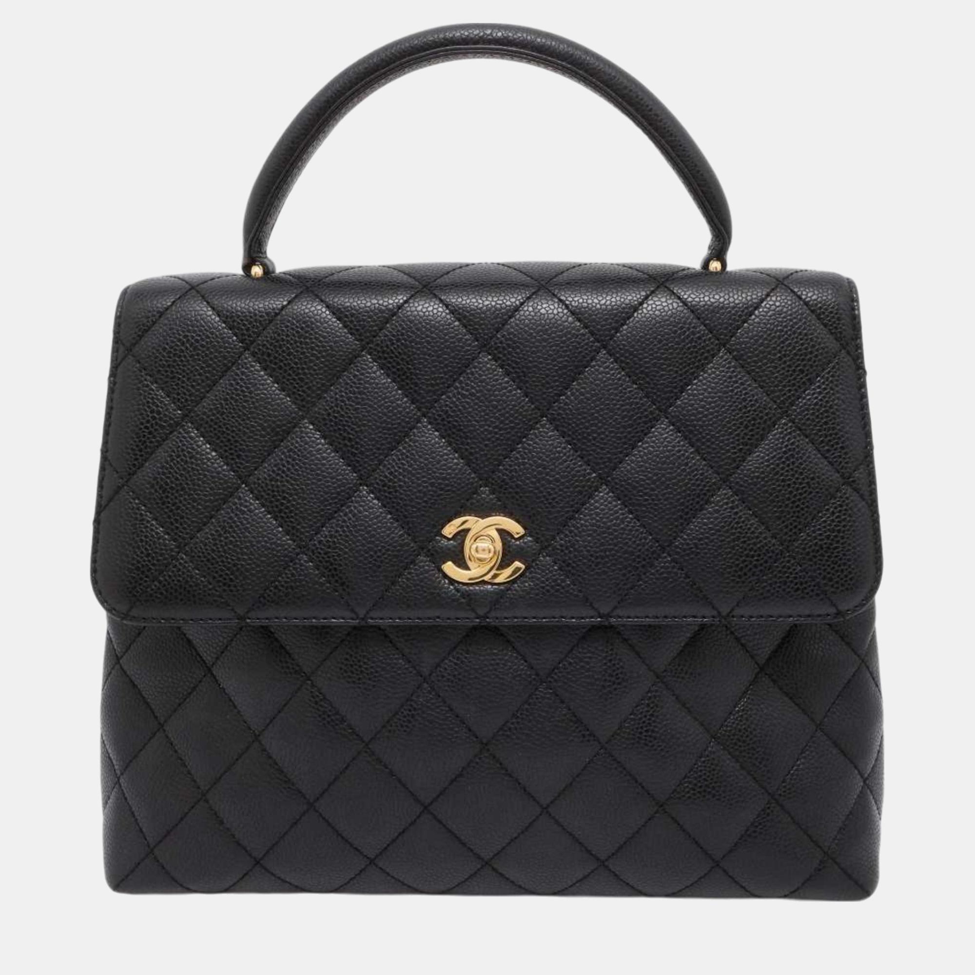 

Chanel Black Caviar Skin Matelasse Coco Mark Handbag