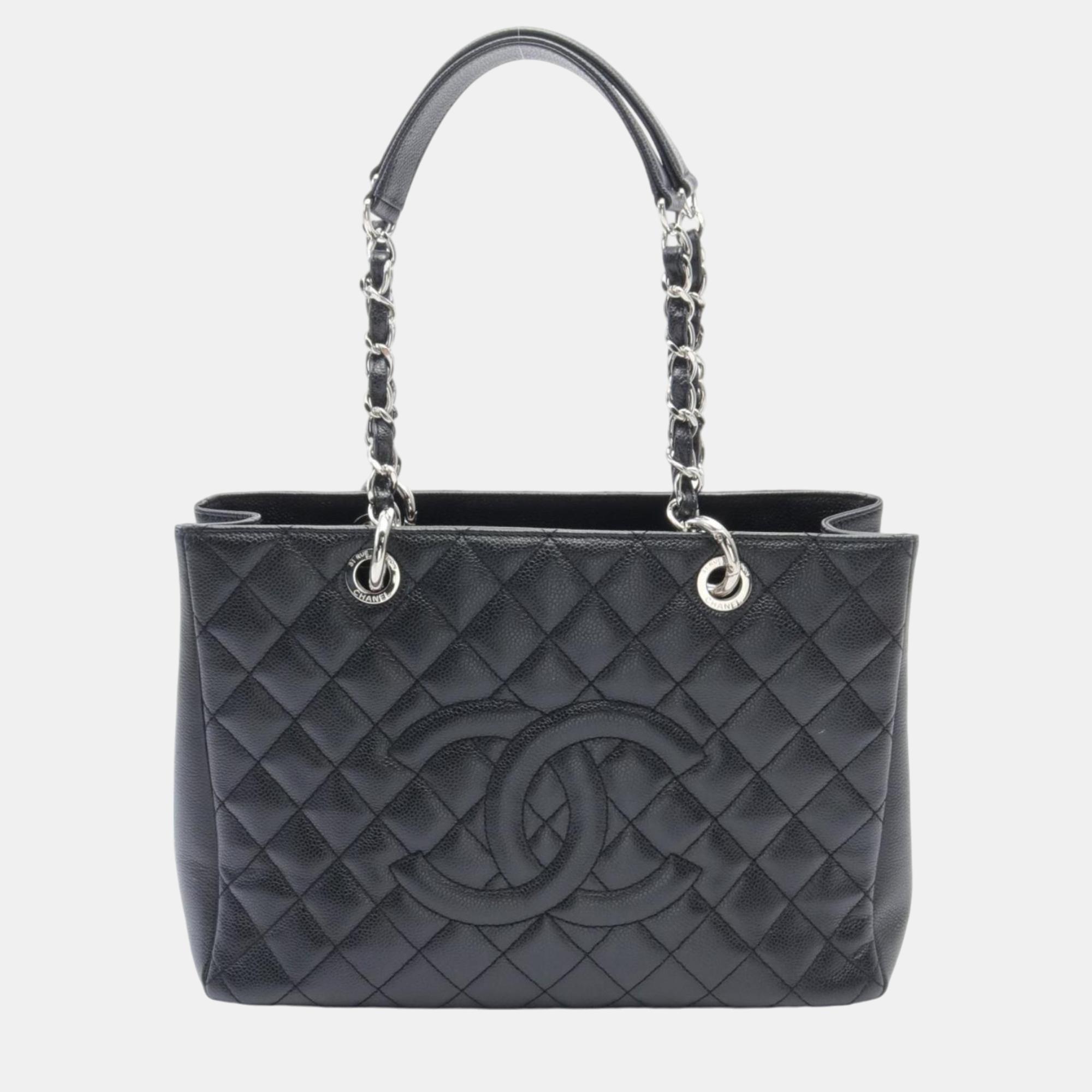 

Chanel Black Caviar Skin Matelasse Grand GST Tote Bag