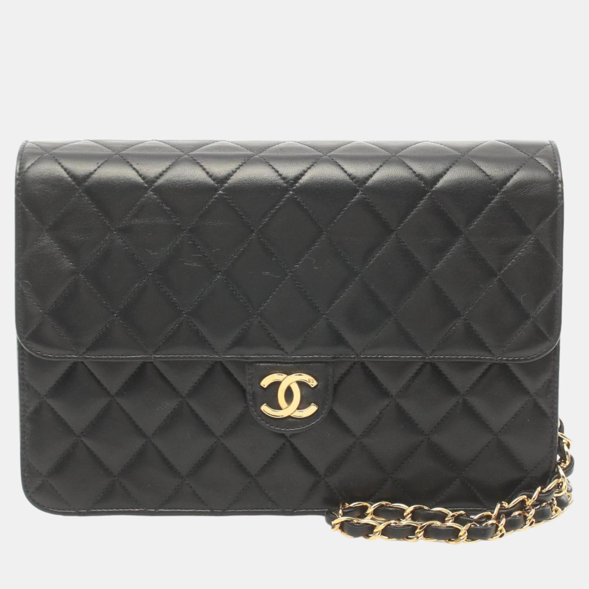 

Chanel Black Lambskin Matelasse Shoulder Bag