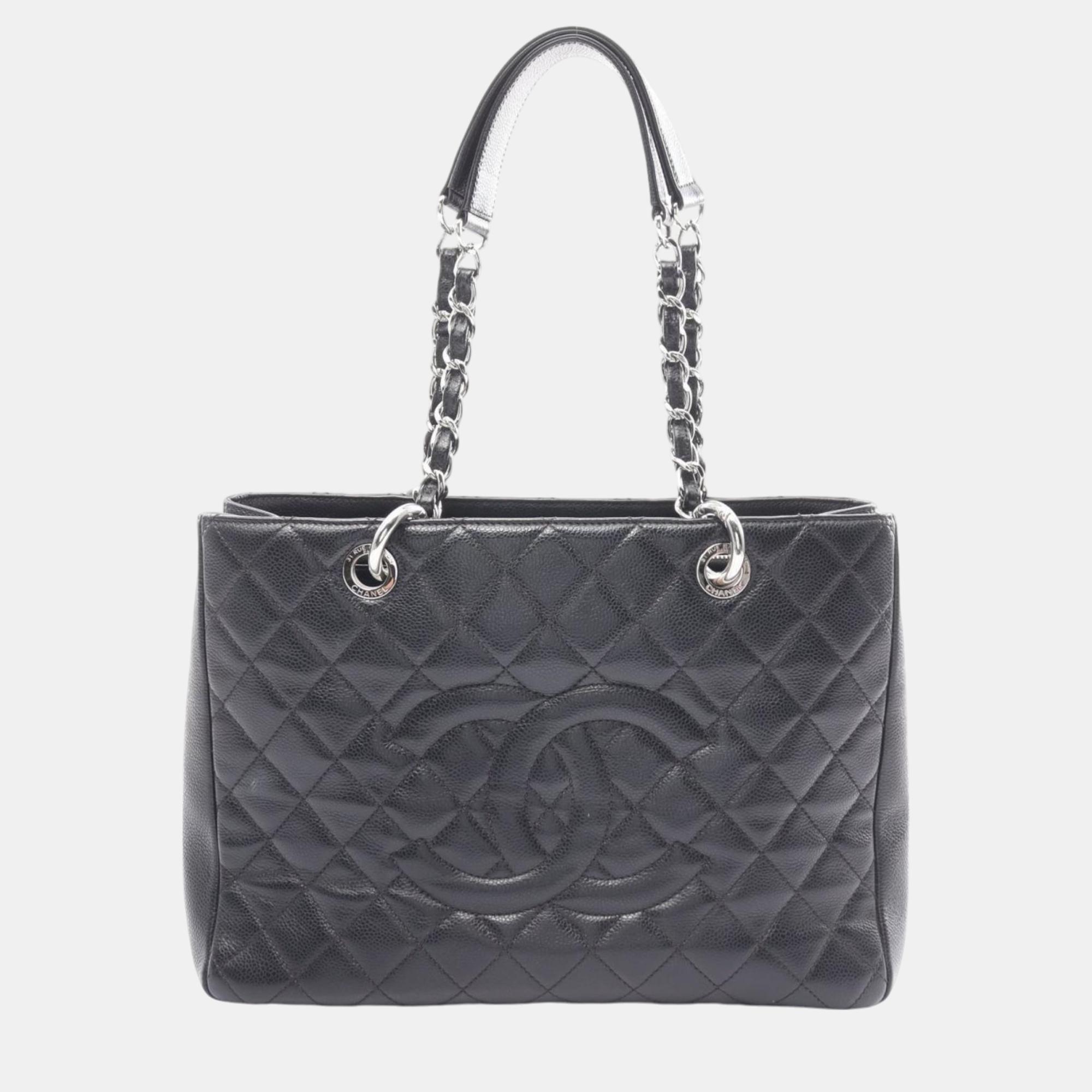 

Chanel Black Caviar Skin Matelasse Grand GST Tote Bag