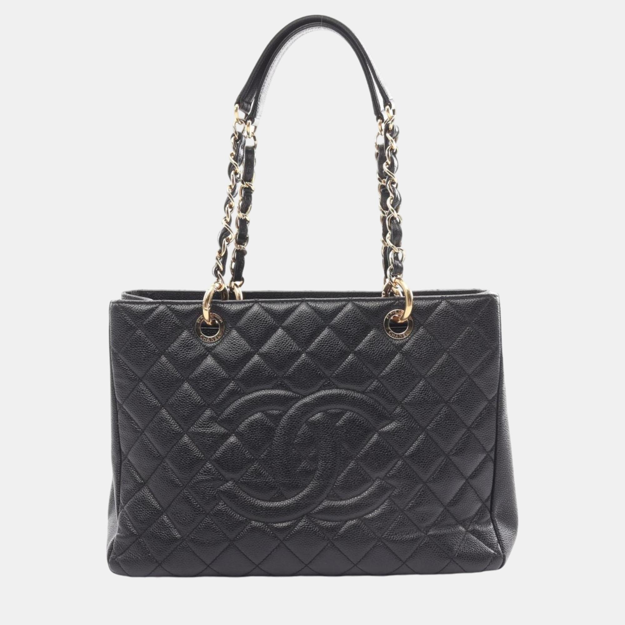 

Chanel Black Caviar Skin Matelasse Grand GST Tote Bag