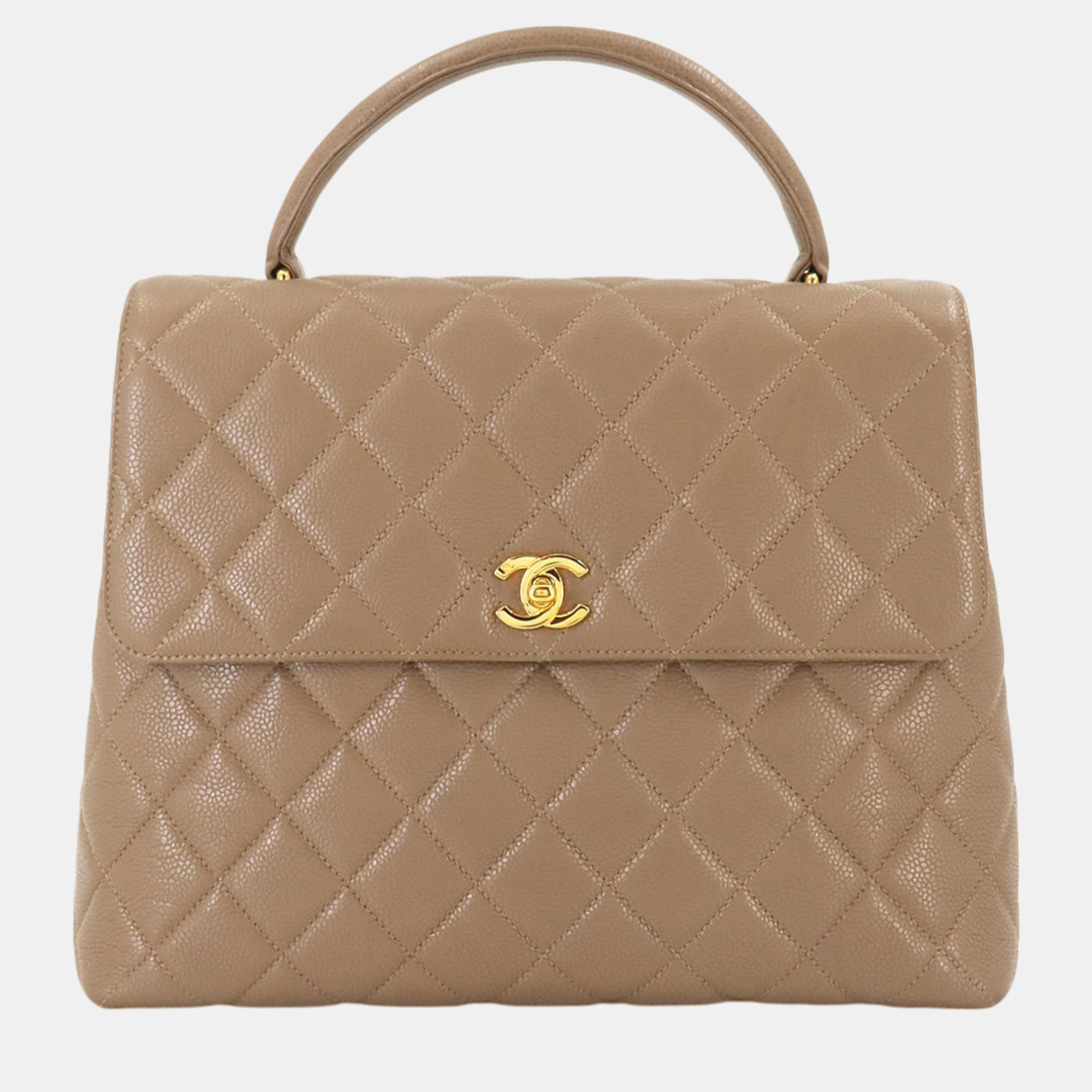 

Chanel Caviar Skin Leather Matelasse Handbag, Brown