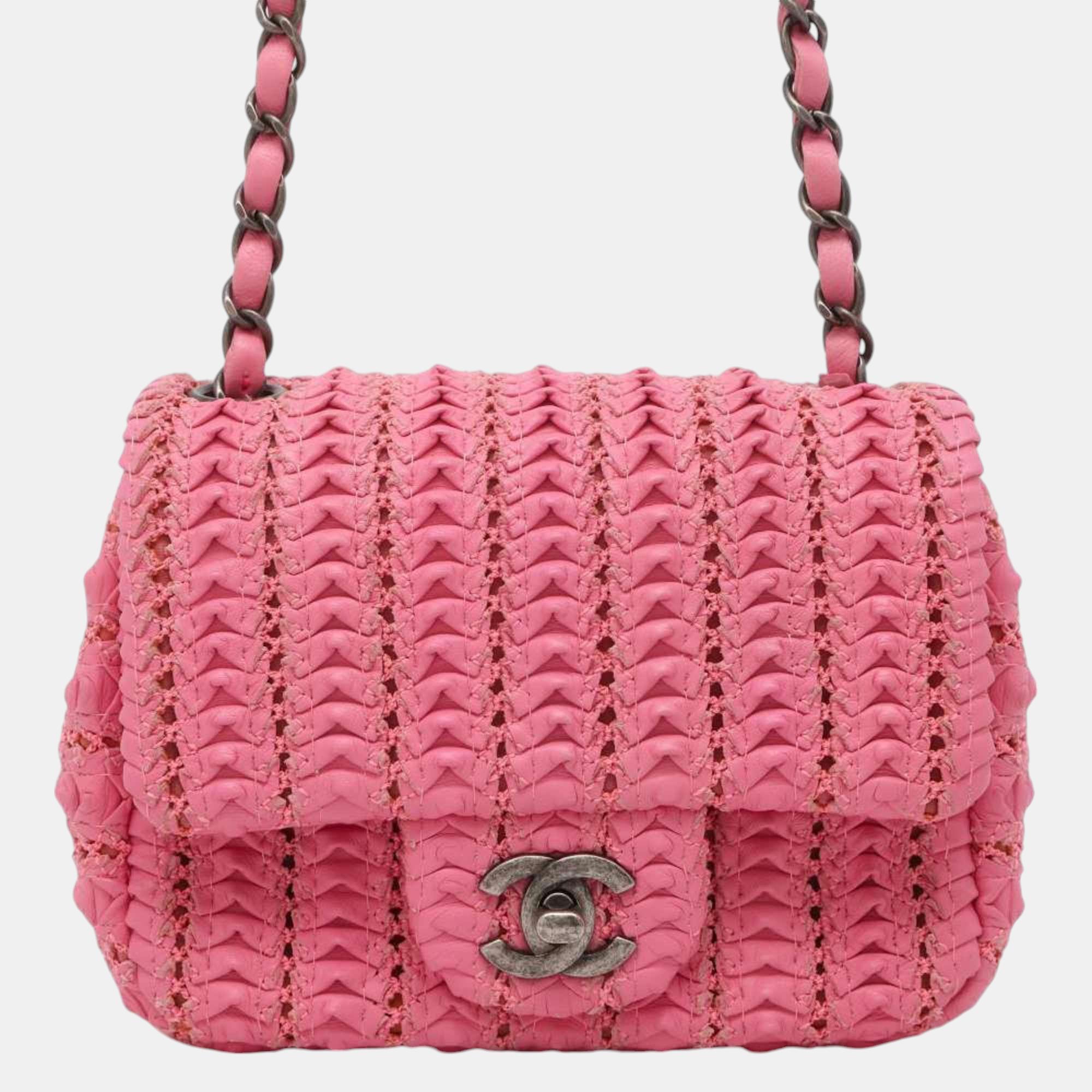 

Chanel Cloche Leather Coco Mark Chain Shoulder Bag, Pink