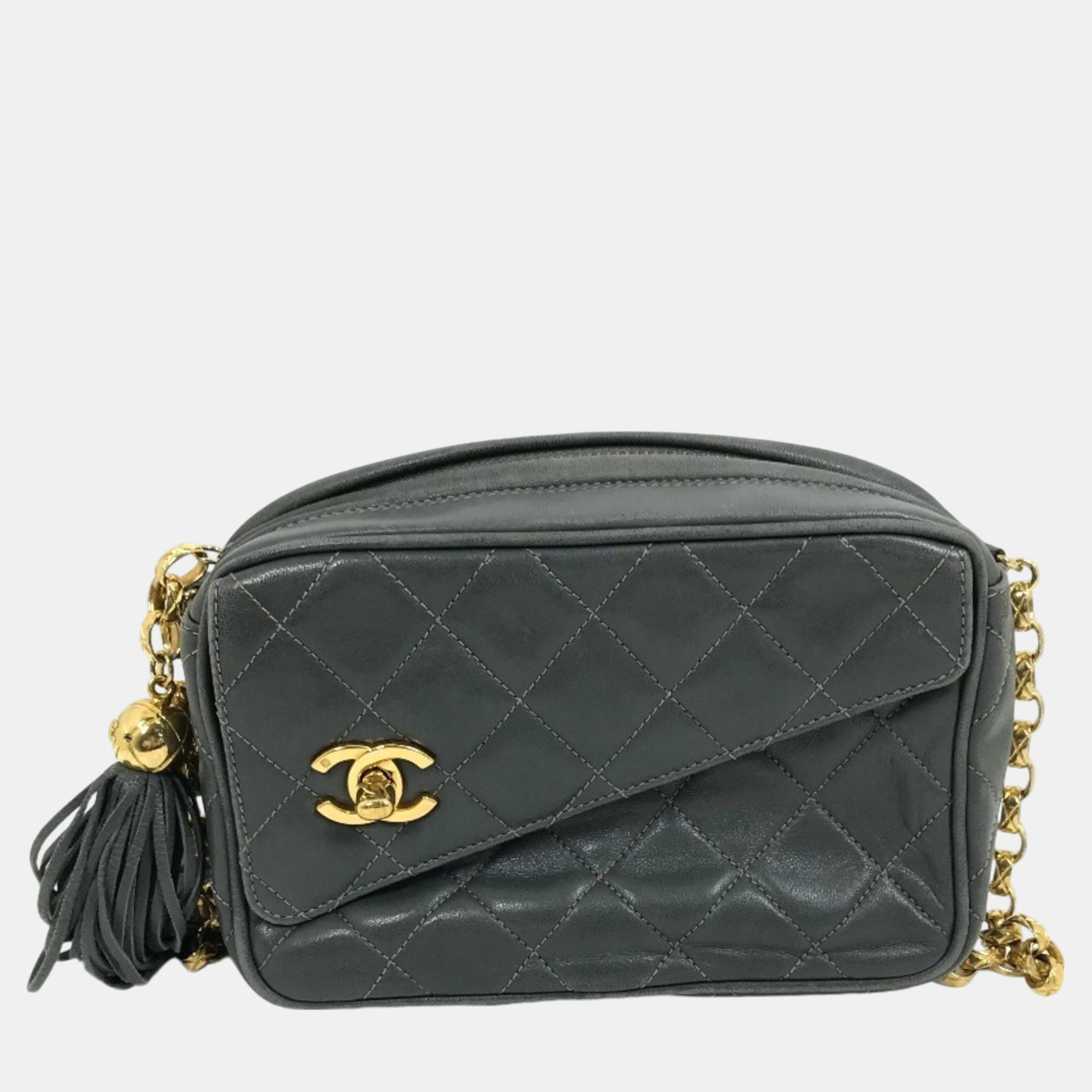 

Chanel Gray Based CC Mark Single Chain Shoulder Bag, Grey