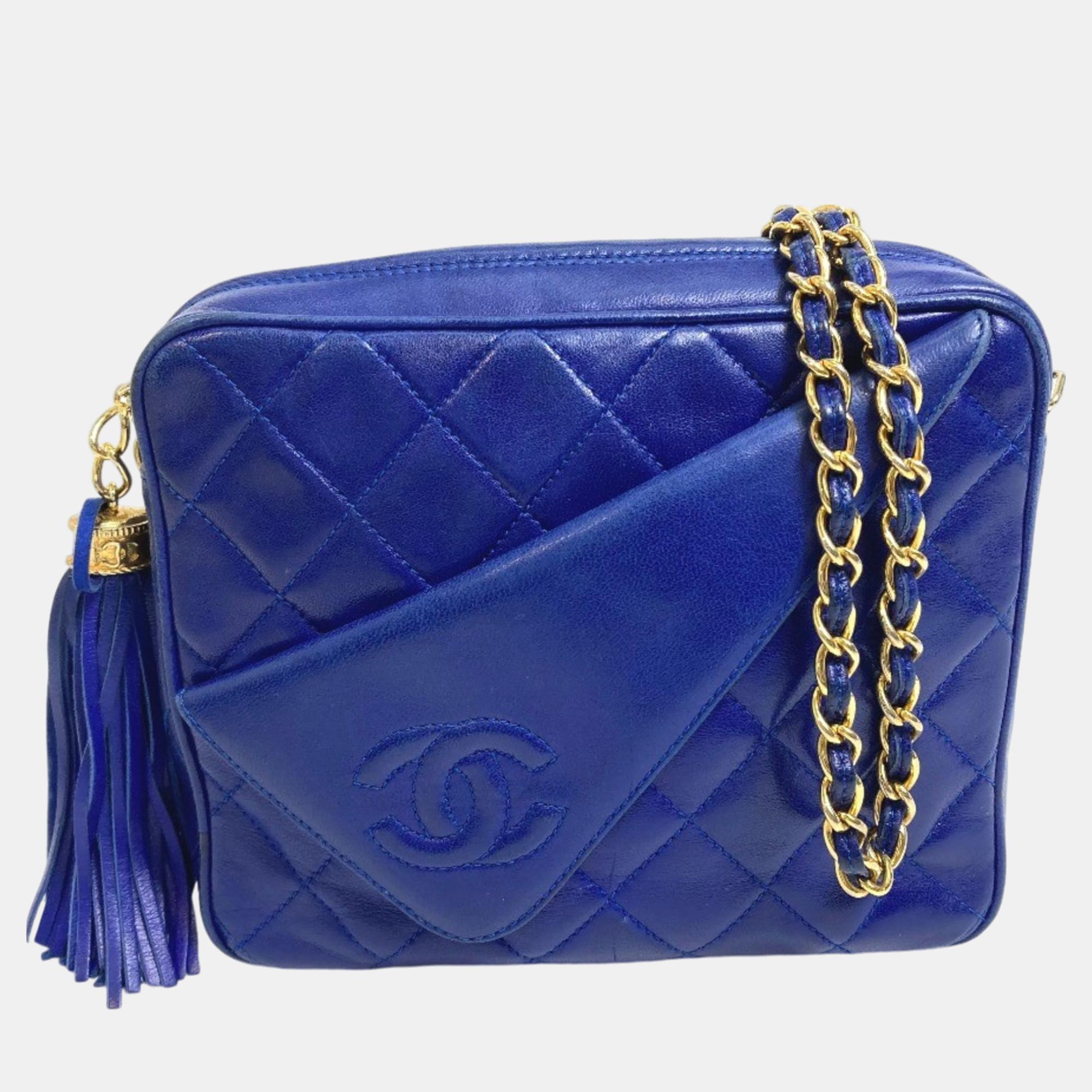 Pre-owned Chanel Blue Cc Mark Cc Shawl Shoulder Bag