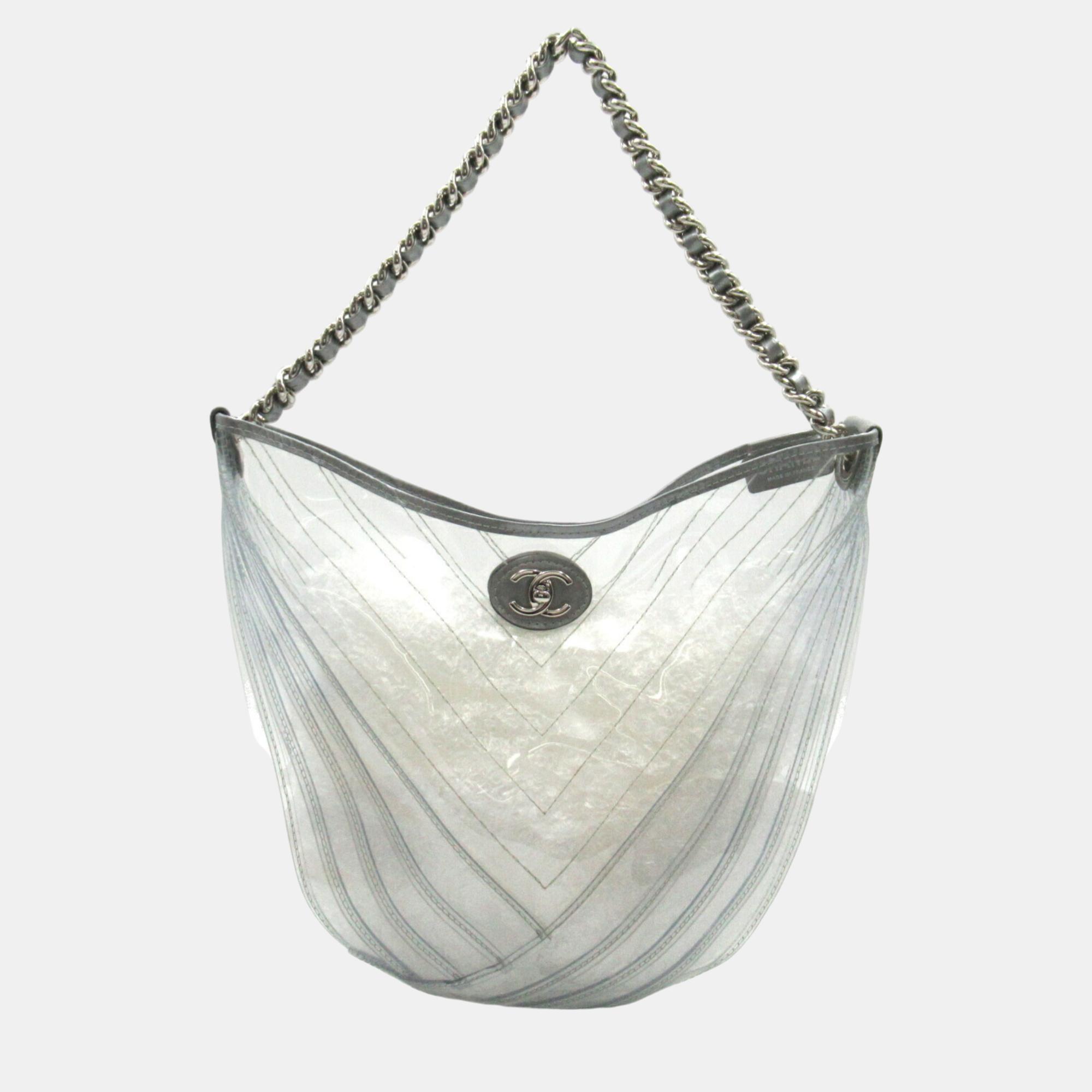 Pre-owned Chanel Silver Vinyl Chain Shoulder Bag