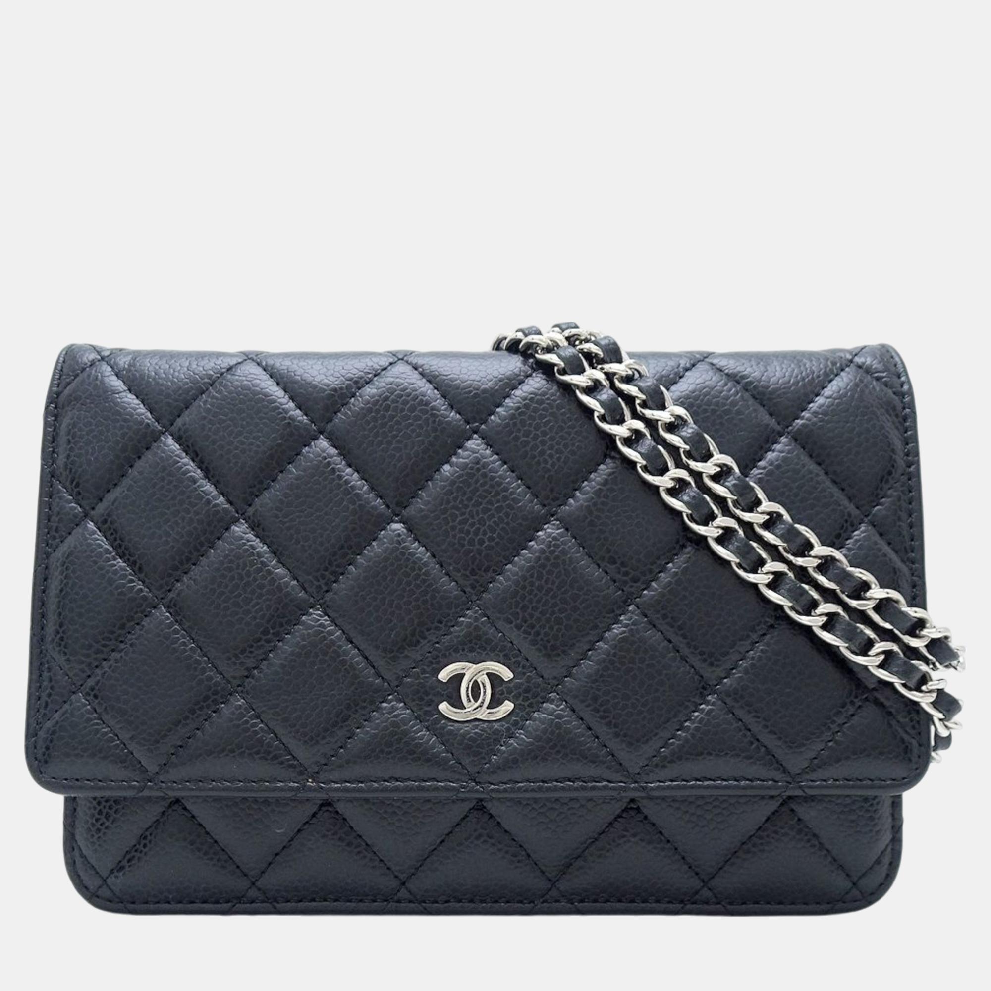 

Chanel Black Caviar Skin Classic Chain Wallet
