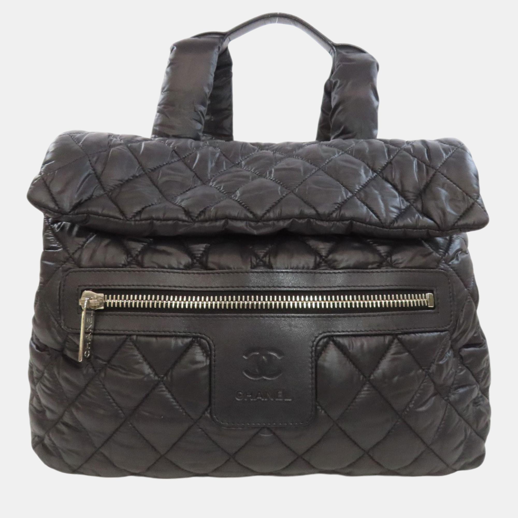 Pre-owned Chanel Nylon Coco Cocoon Backpack In Black