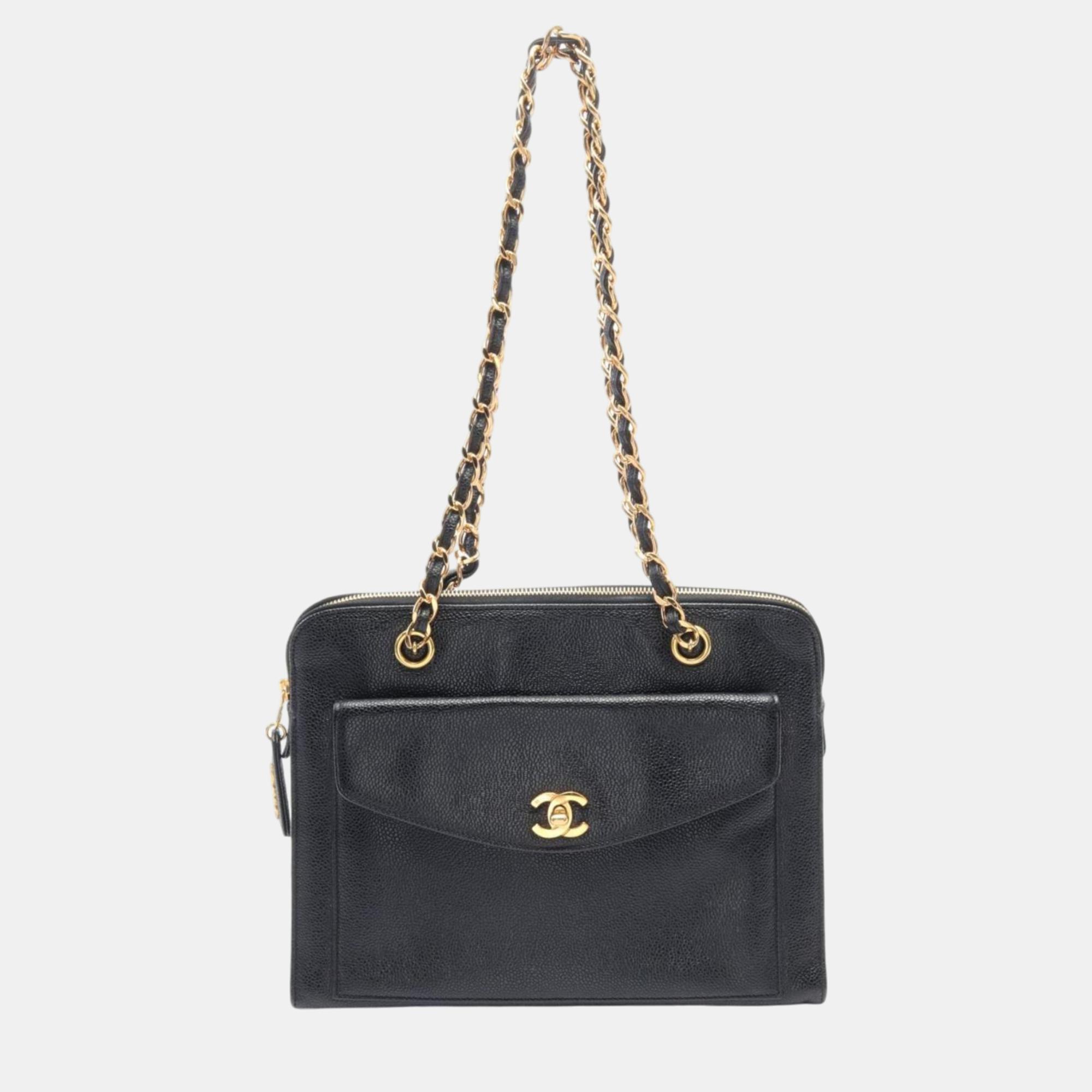 

Chanel Black Caviar Skin Shoulder Bag
