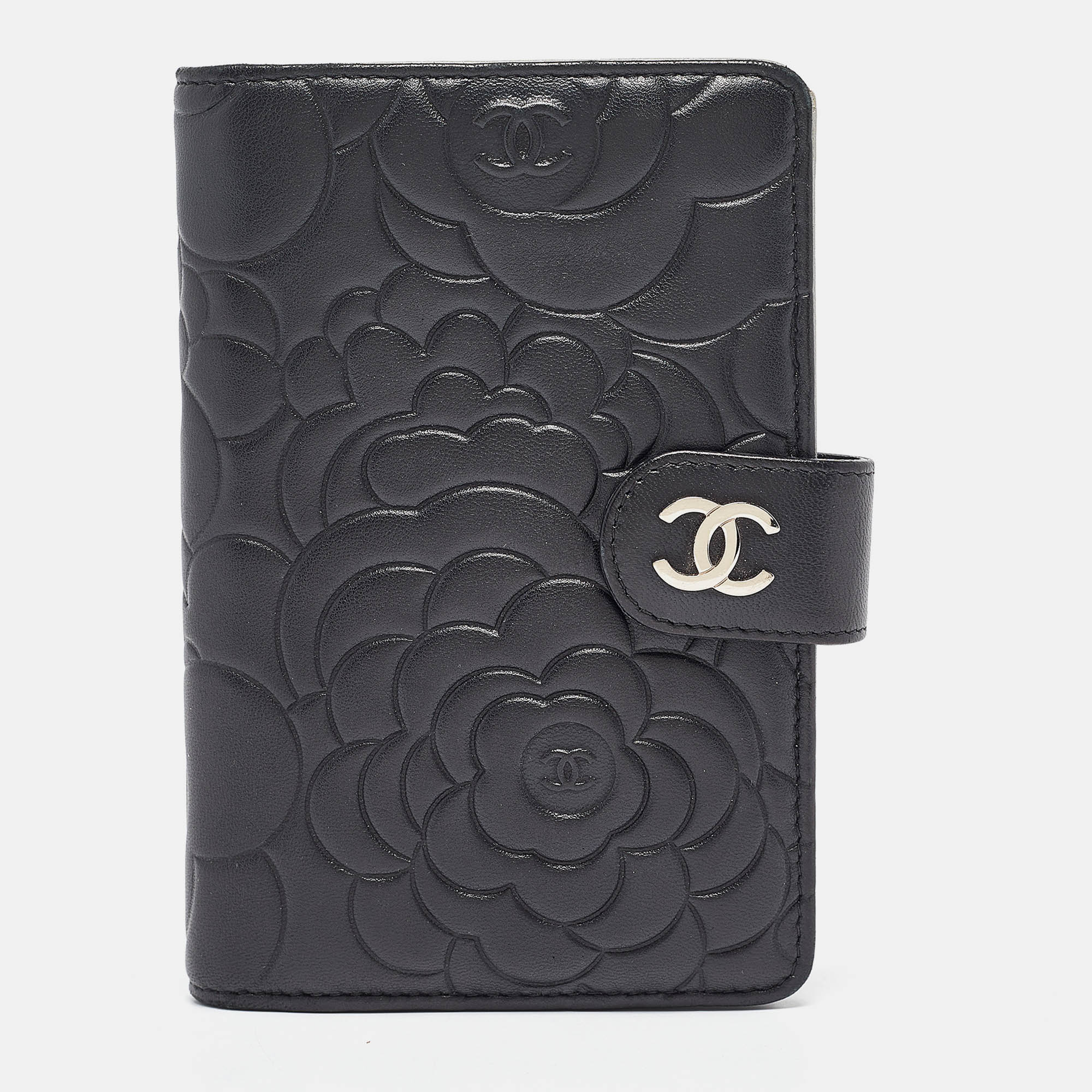 

Chanel Black Leather CC Camellia French Wallet