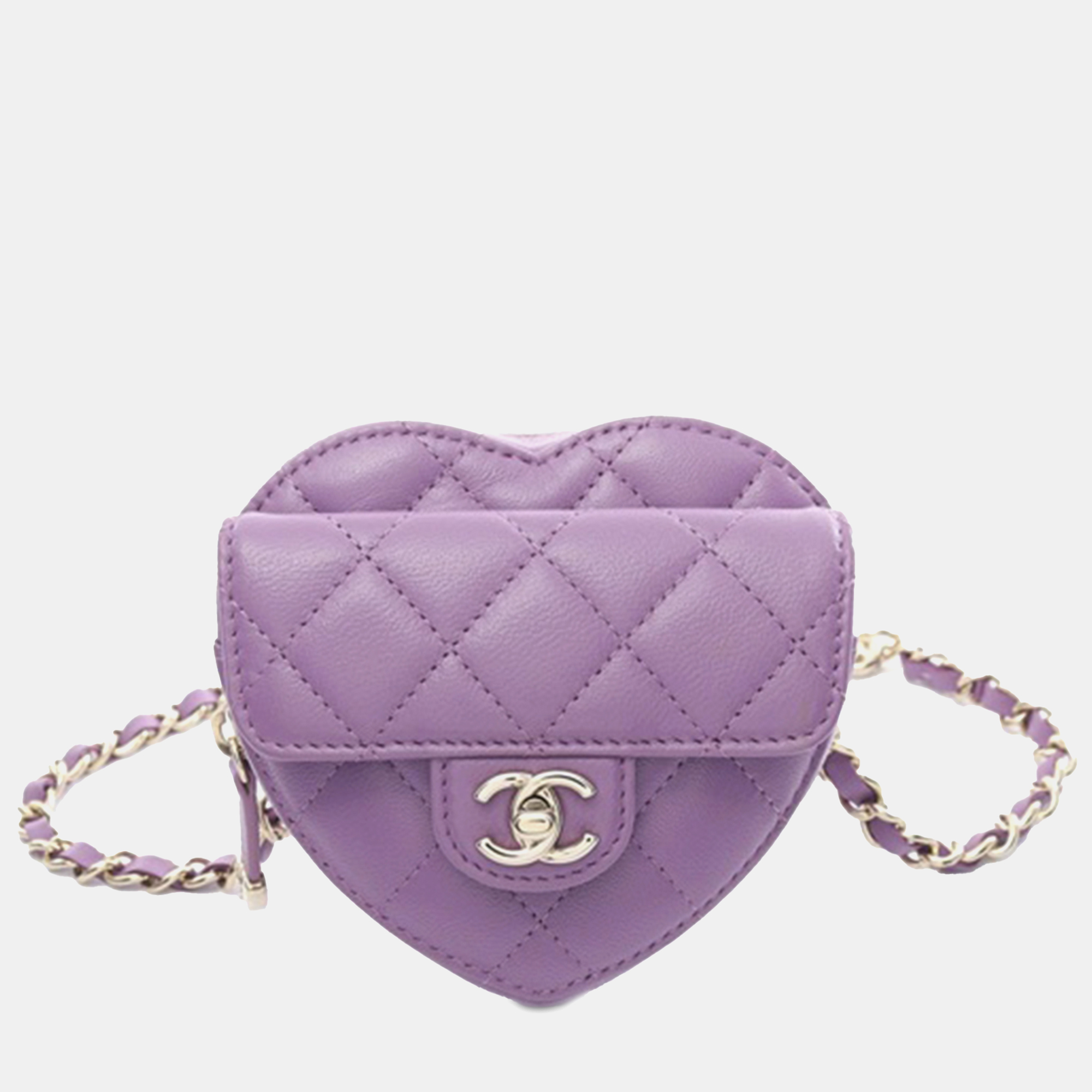 

Chanel Mini Lambskin CC in Love Heart Belt Bag, Purple