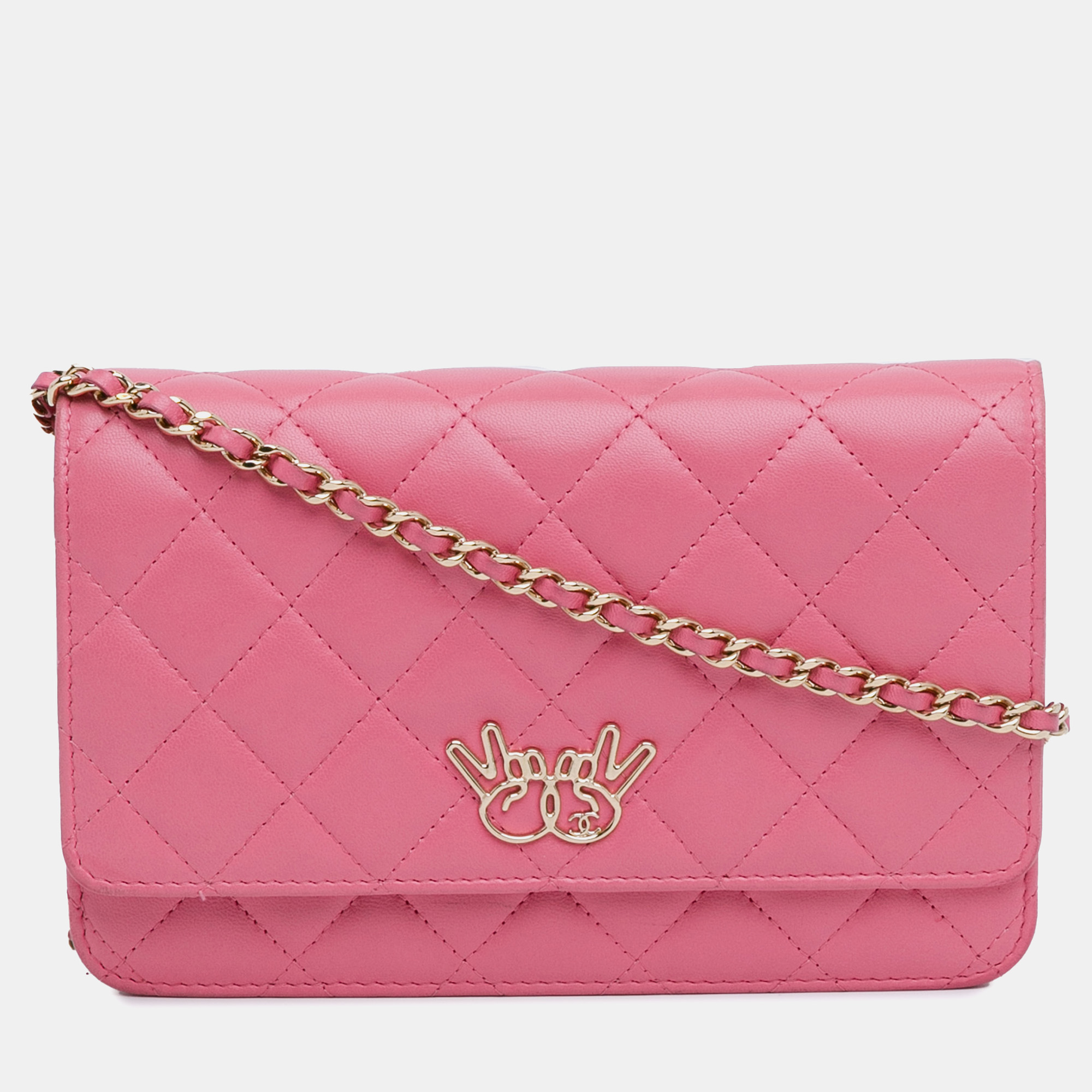 

Chanel Quilted Lambskin Emoticon Wallet On Chain, Pink