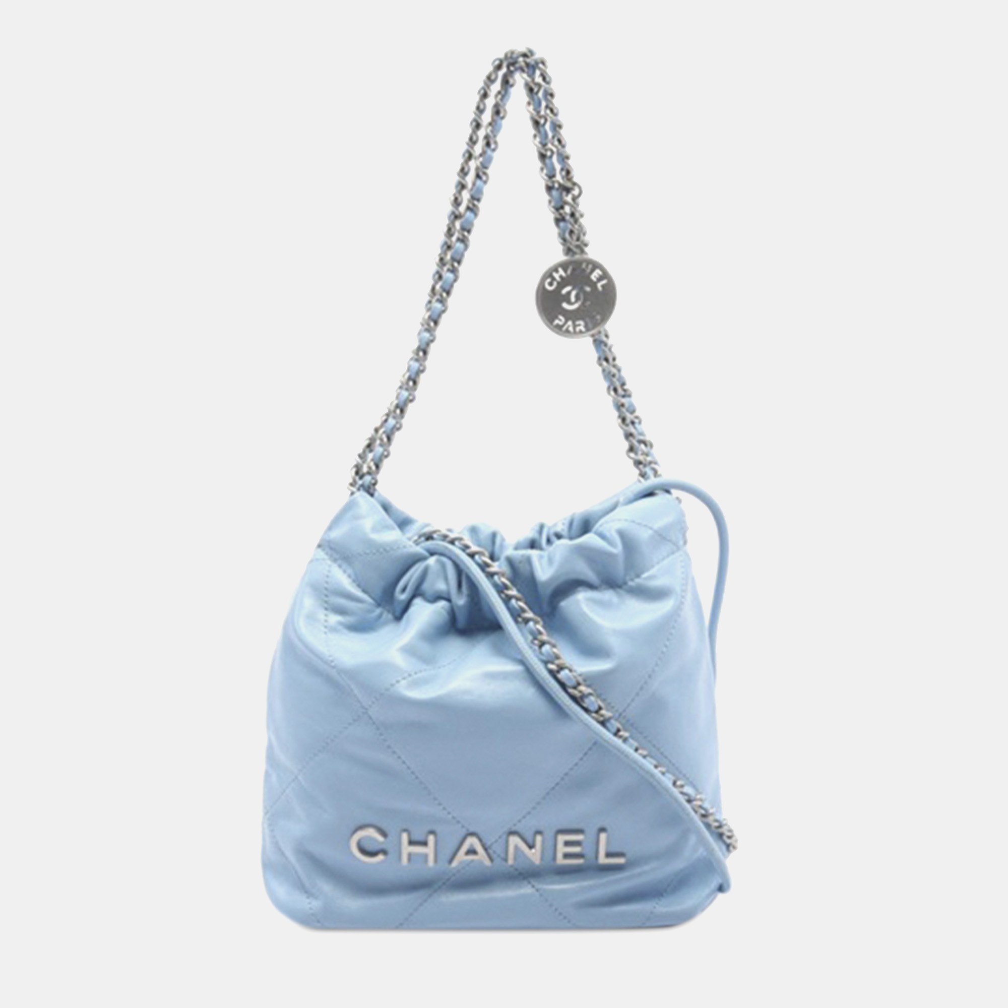 

Chanel Mini Shiny Calfskin 22 Handbag, Blue