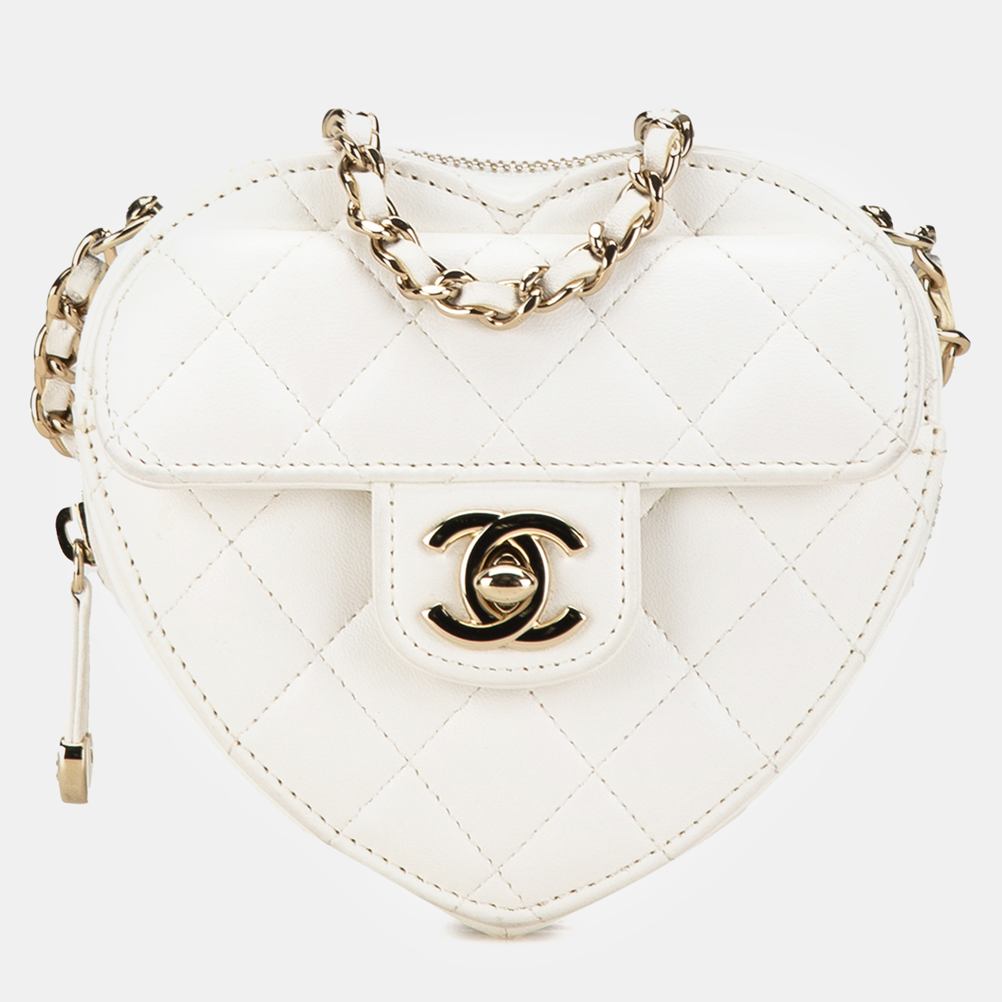 

Chanel Mini Lambskin CC in Love Heart Crossbody, White