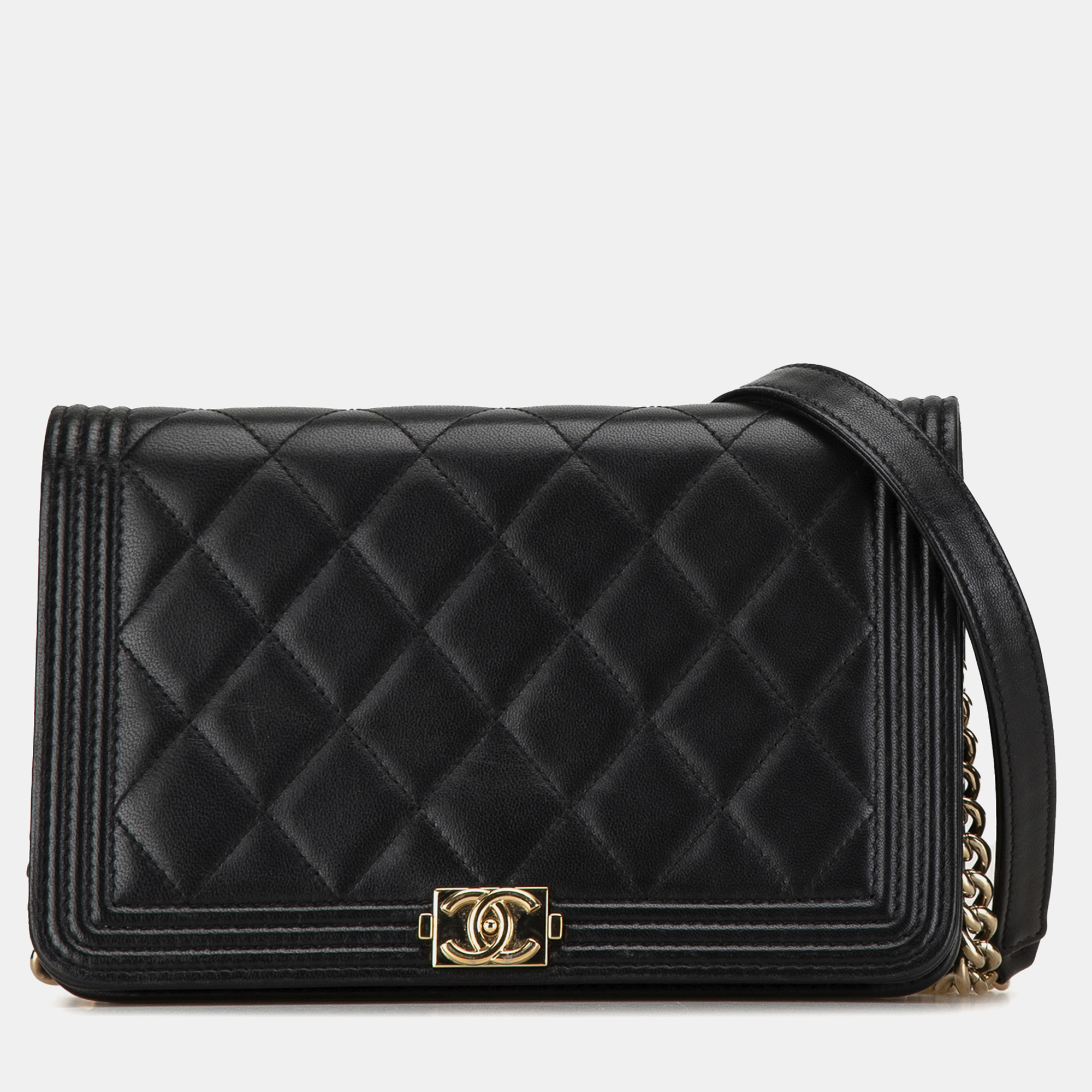 

Chanel Lambskin Boy Wallet On Chain, Black