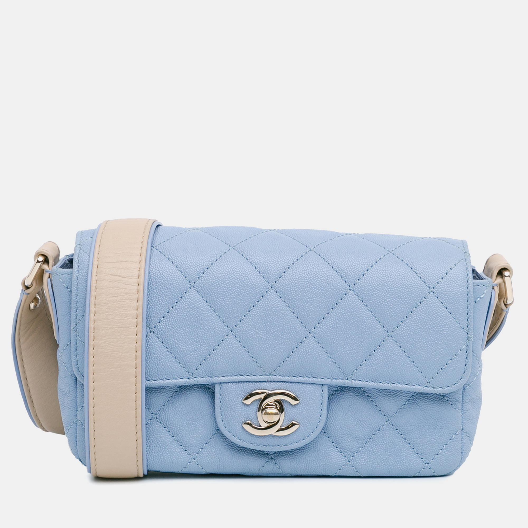 

Chanel CC Quilted Caviar Single Flap, Blue