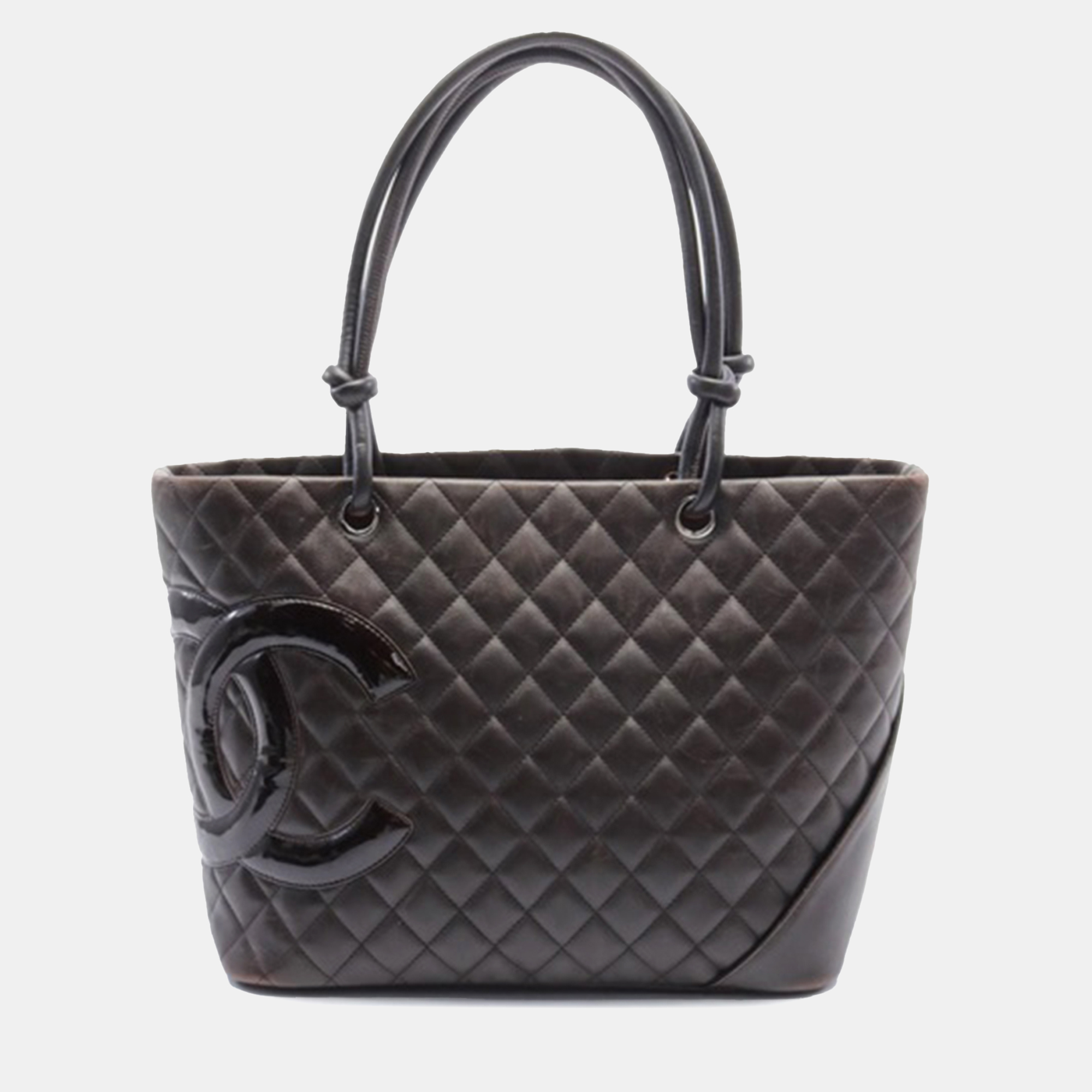 

Chanel Large Lambskin Cambon Ligne Tote Bag, Brown