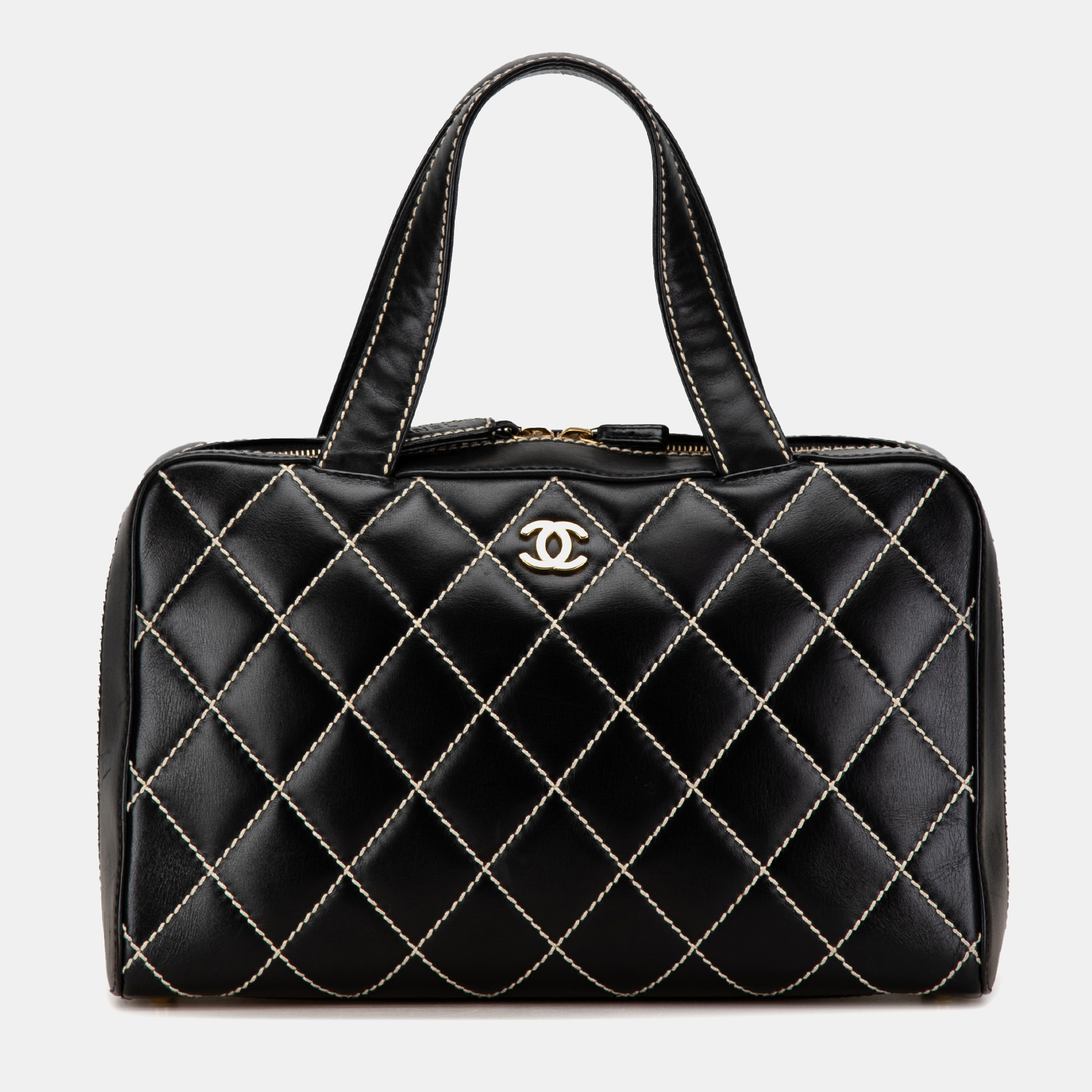 

Chanel CC Wild Stitch Lambskin Handbag, Black