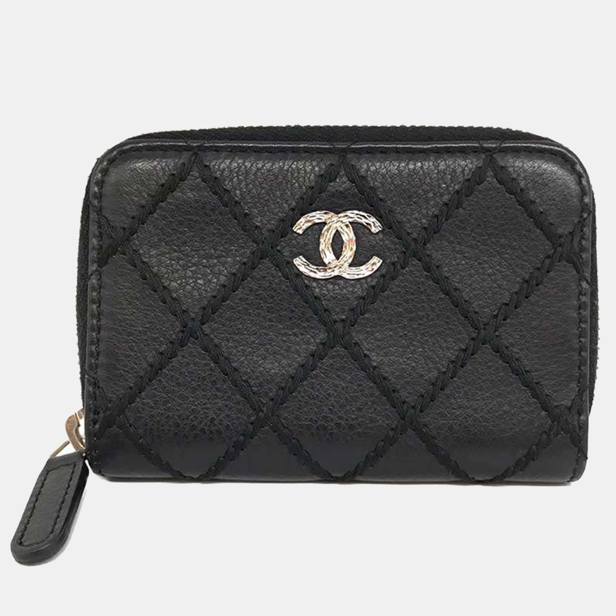 Pre-owned Chanel Black Leather Quilted Wallet