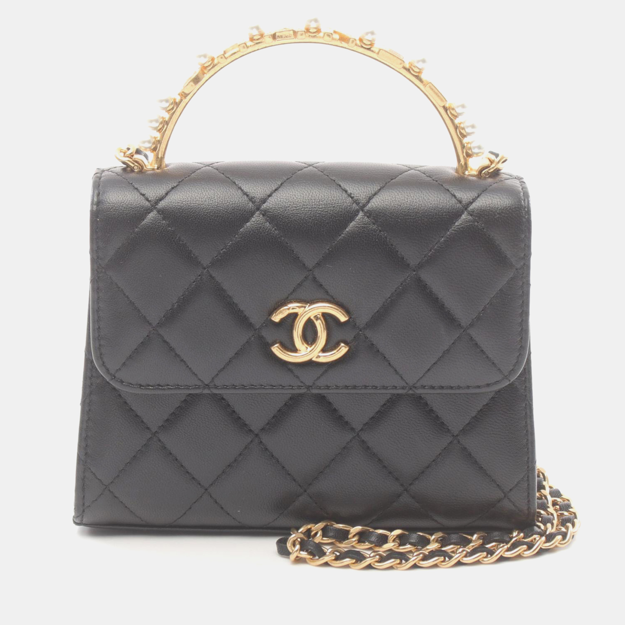 

Chanel Black Quilted Lambskin Top Handle Flap Bag