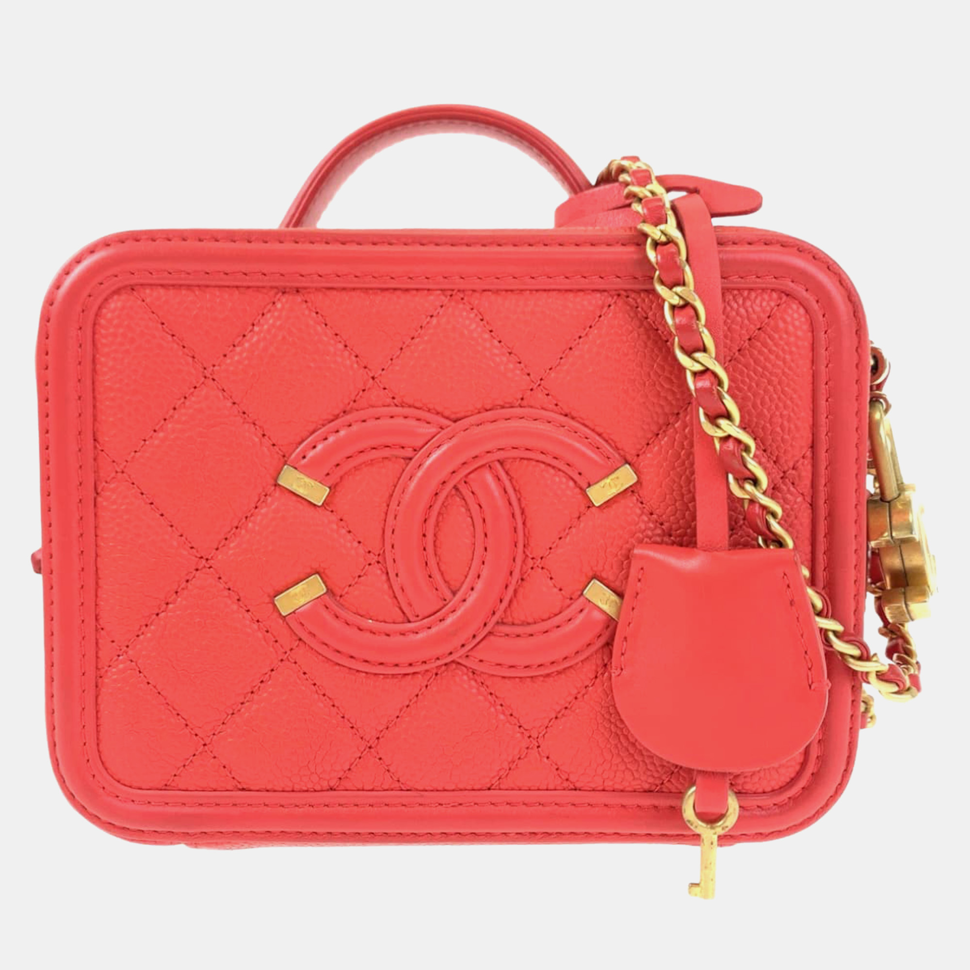 

Chanel Red Caviar Leather CC Filigree Shoulder Bag