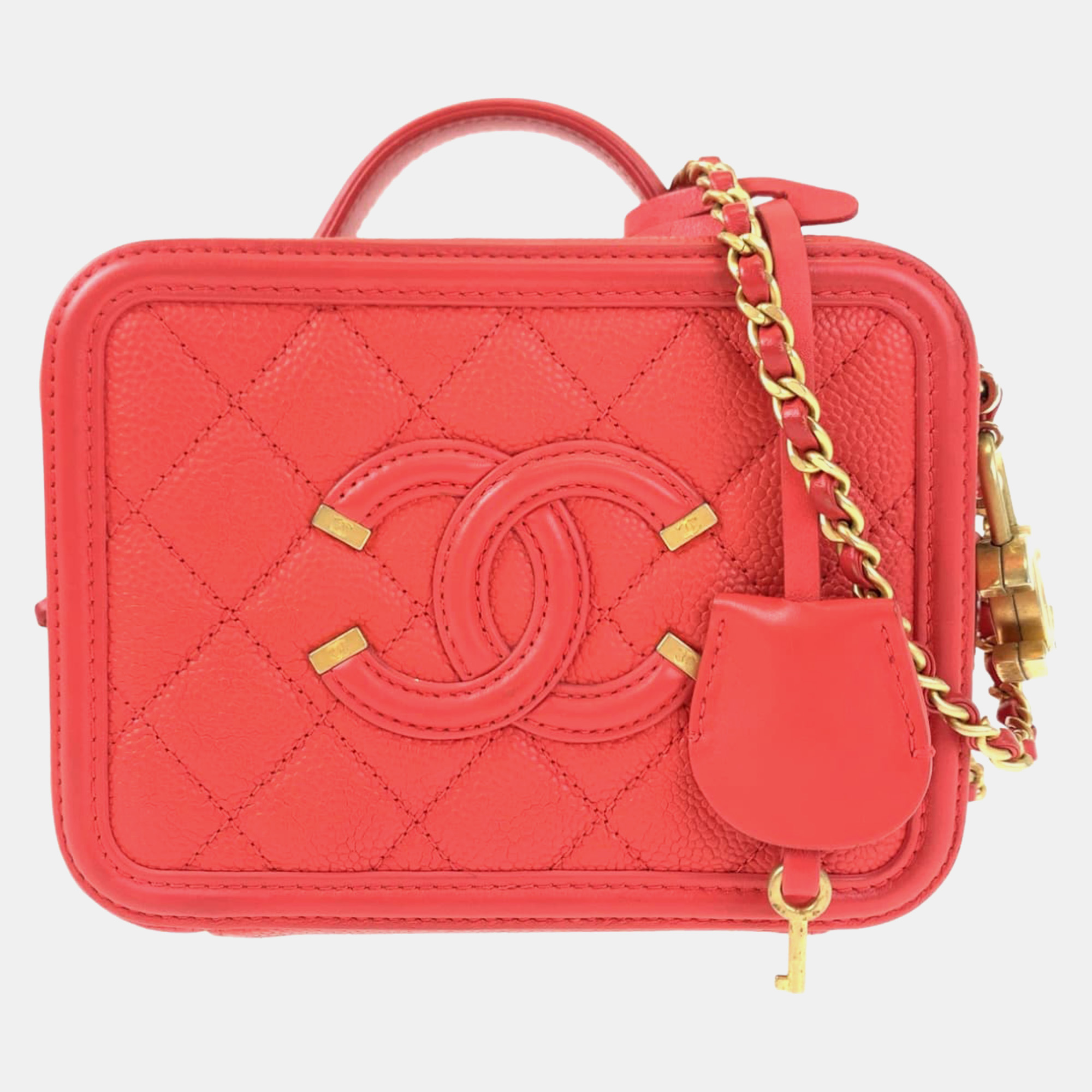 

Chanel Red Caviar Leather Small CC Filigree Shoulder Bag