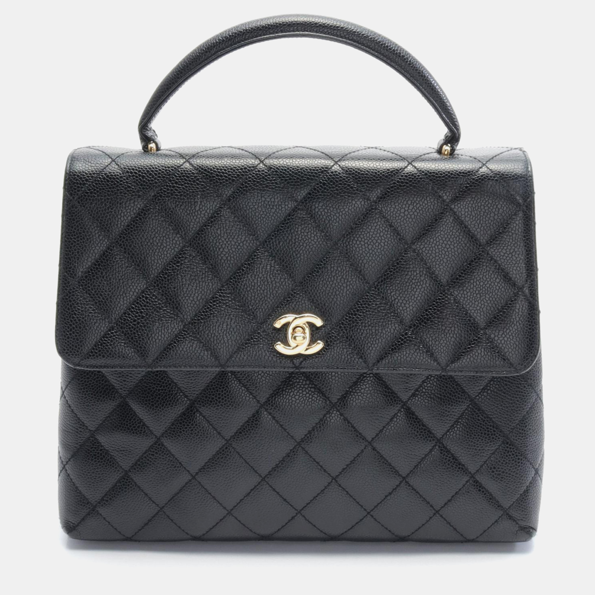 

Chanel Black Leather Large Kelly Top Handle Bag