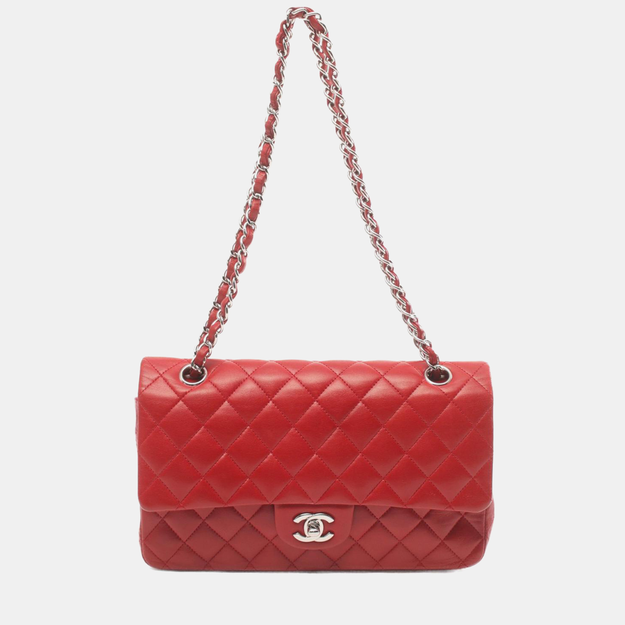 

Chanel Red Leather  Classic Double Flap Shoulder Bag