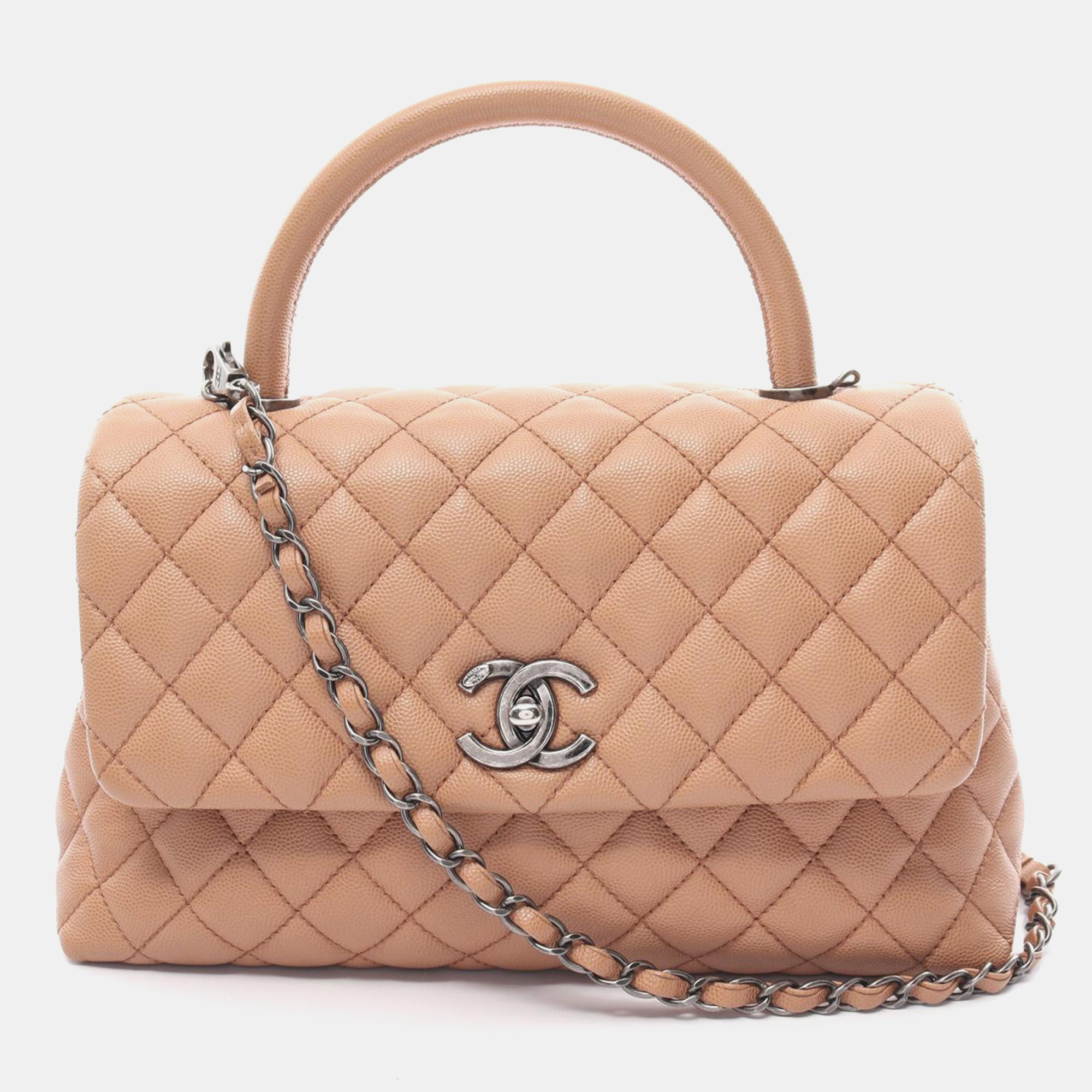 

Chanel Brown Leather Caviar  Coco Handle Top Handle Bag