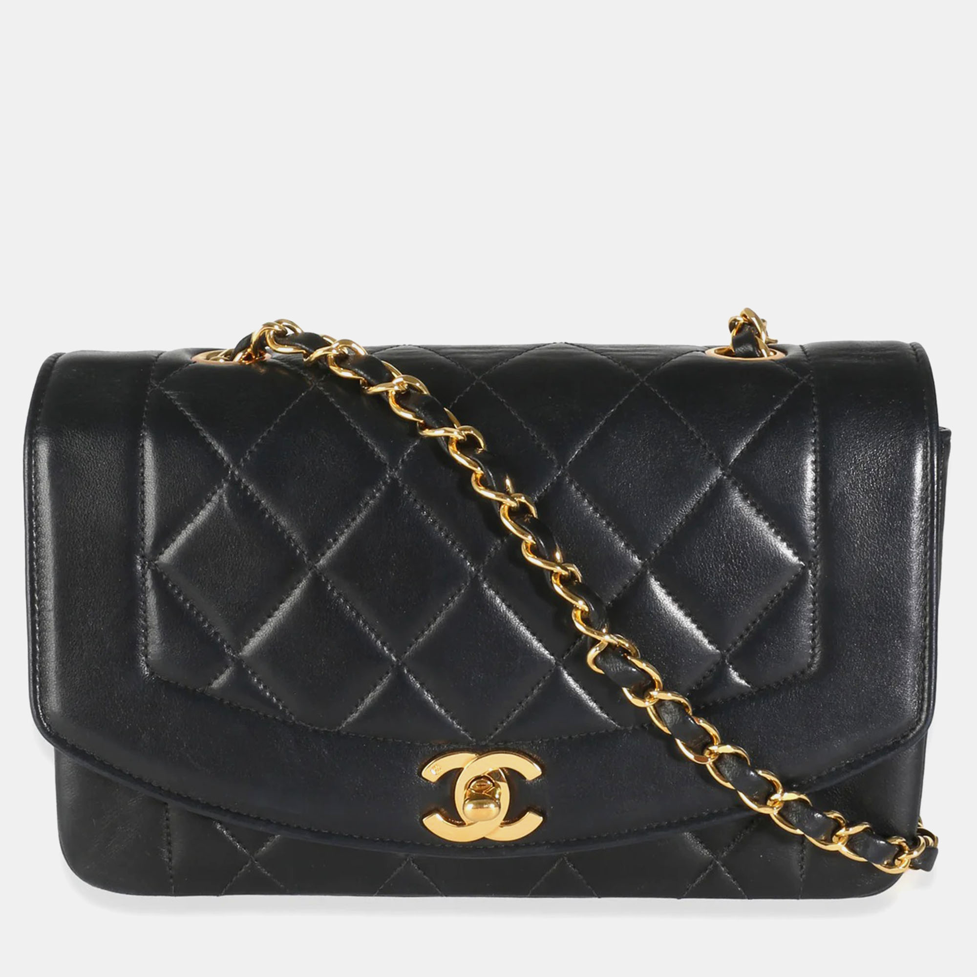 

Chanel Black Quilted Lambskin Vintage Medium Diana Flap Bag