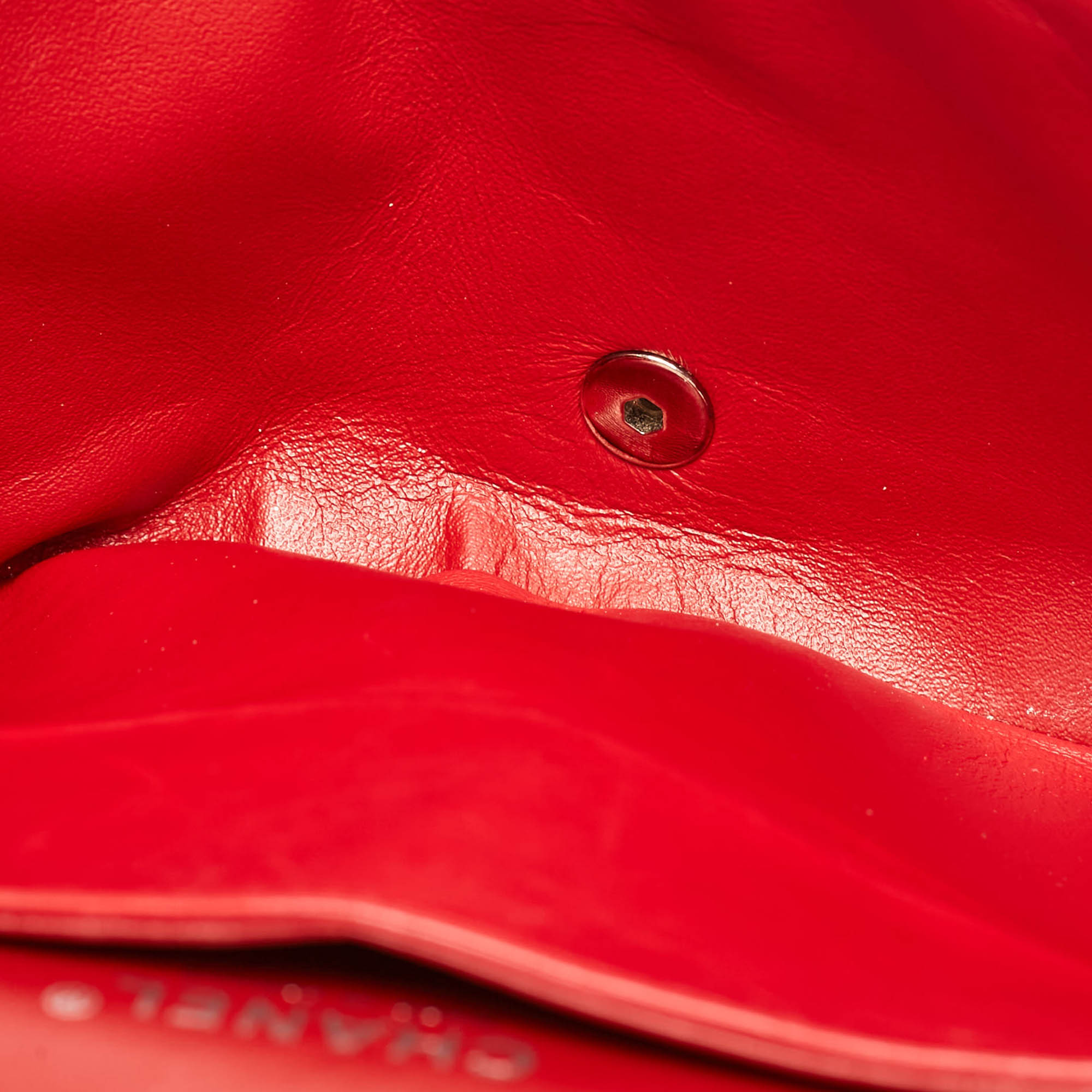 Chanel Red Quilted Patent Leather Maxi Classic Double Flap Bag 