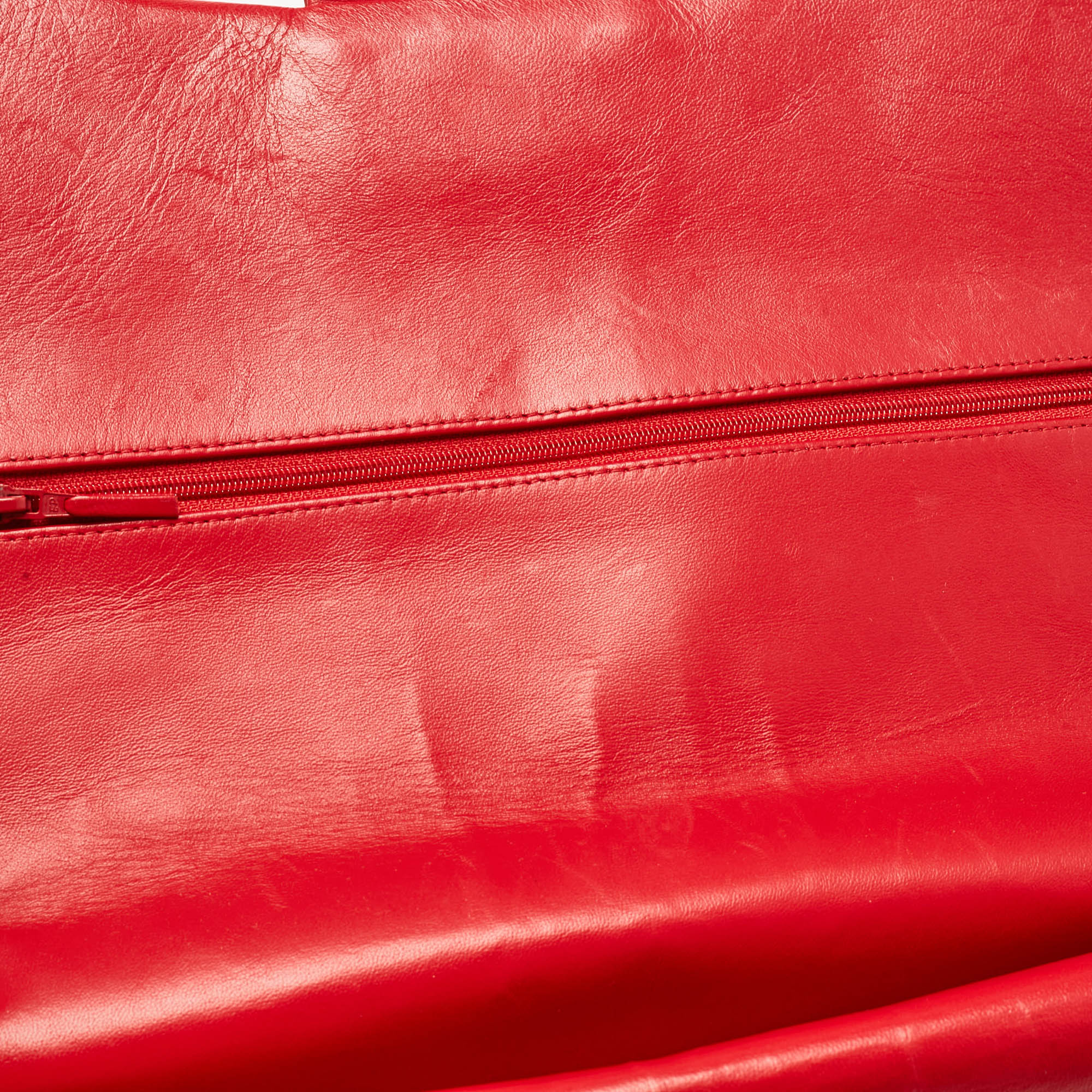Chanel Red Quilted Patent Leather Maxi Classic Double Flap Bag 