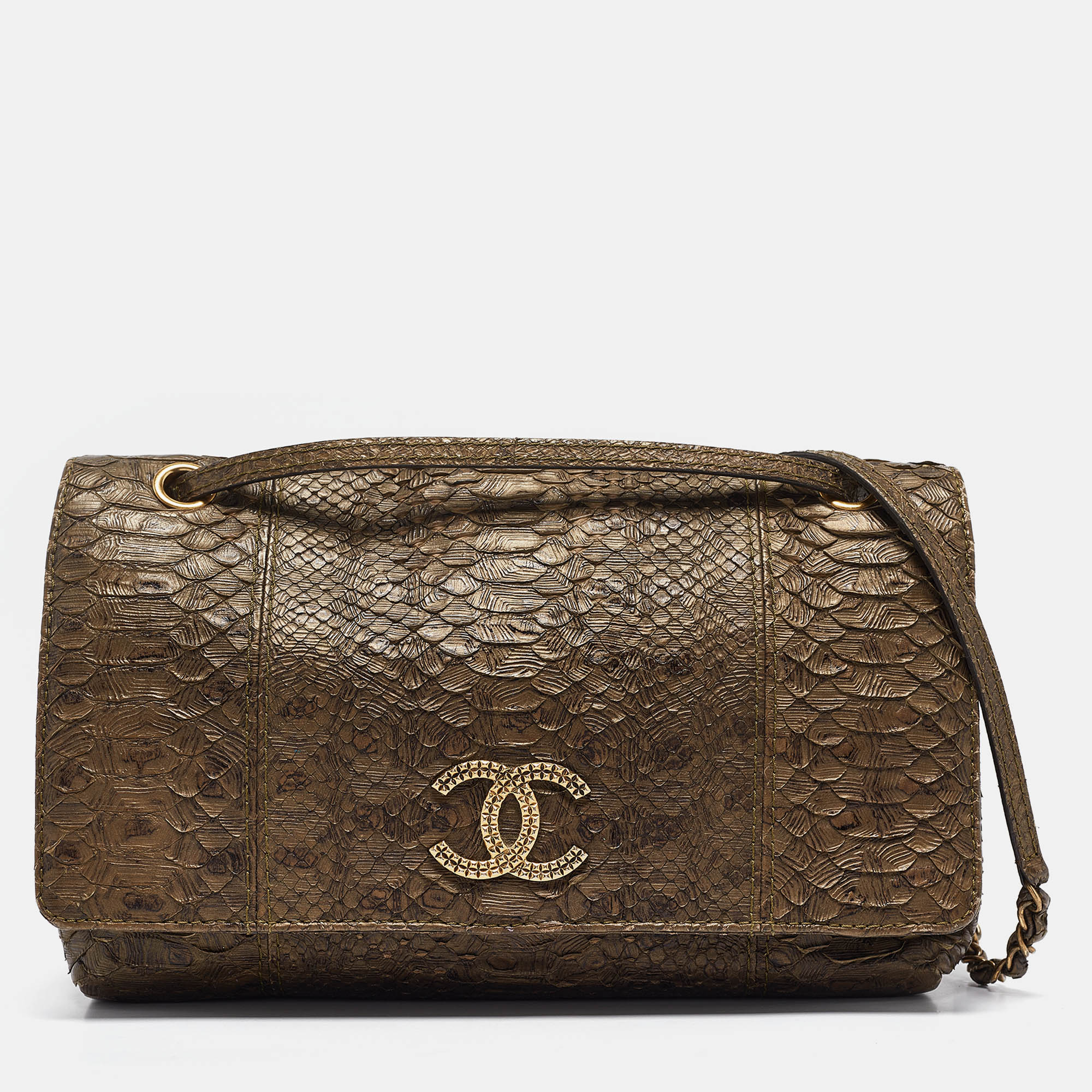 

Chanel Olive Green Python Paris-Byzance Flap Bag