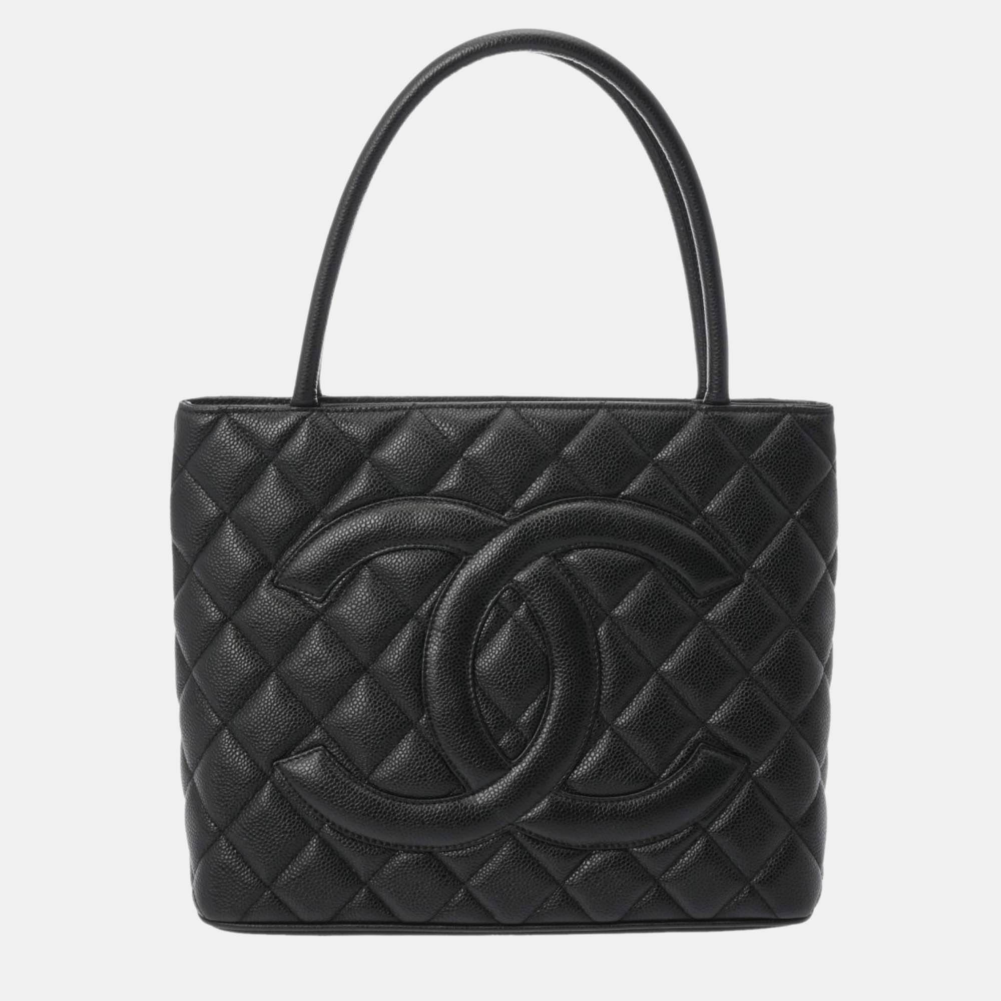 Pre-owned Chanel Black Caviar Skin Reprint Tote Bag