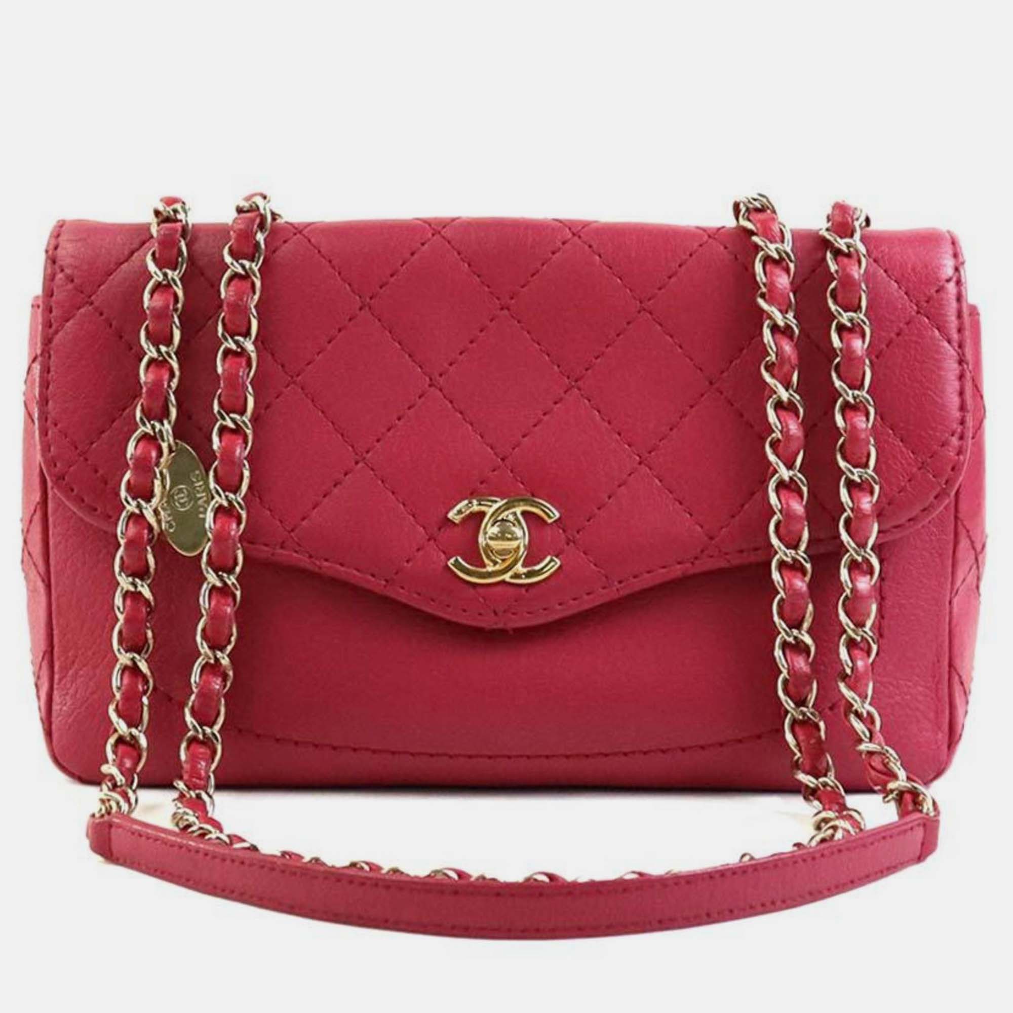 Pre-owned Chanel Pink Gold Leather Matelasse Bag