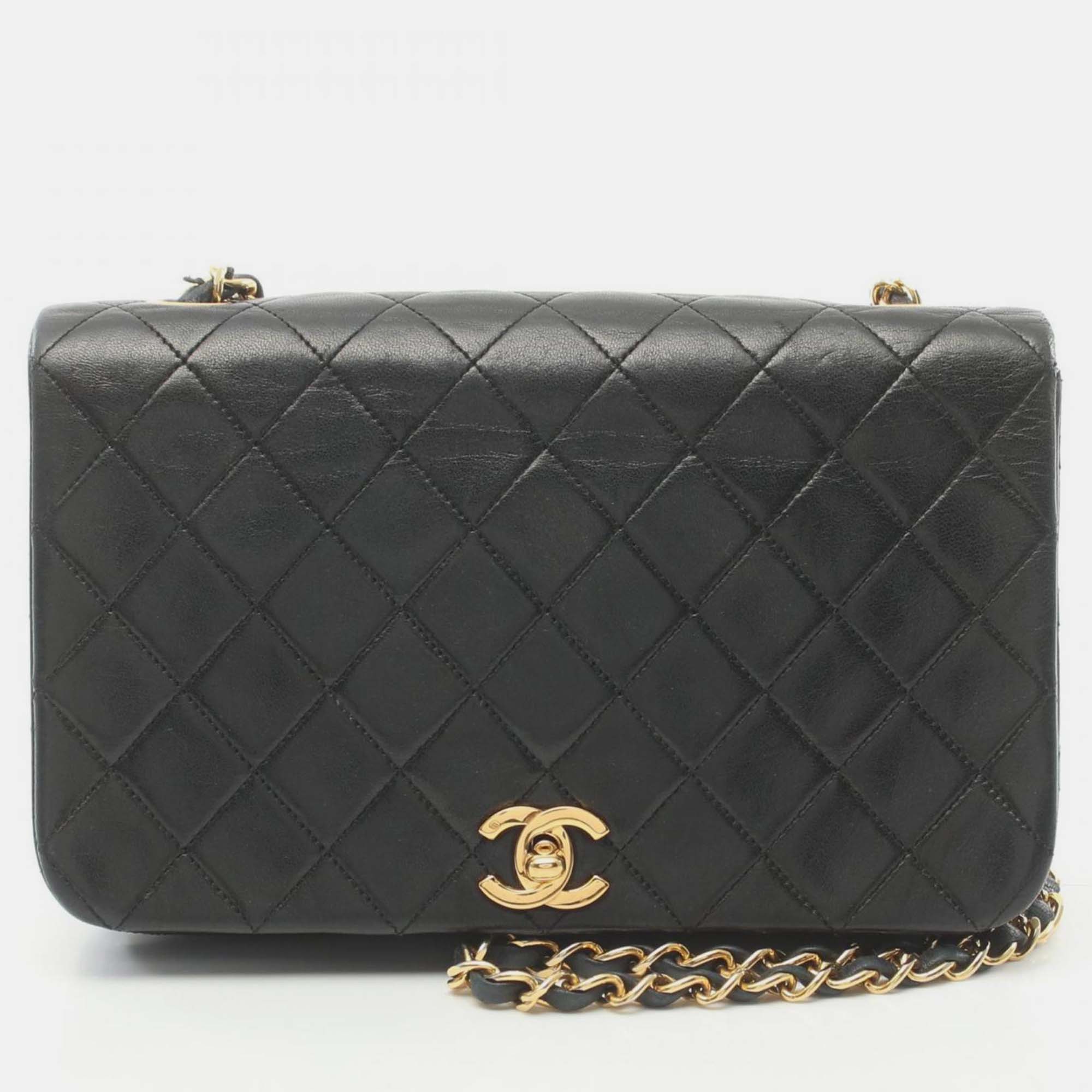 

Chanel Black Lambskin Matelasse Full Flap Bag