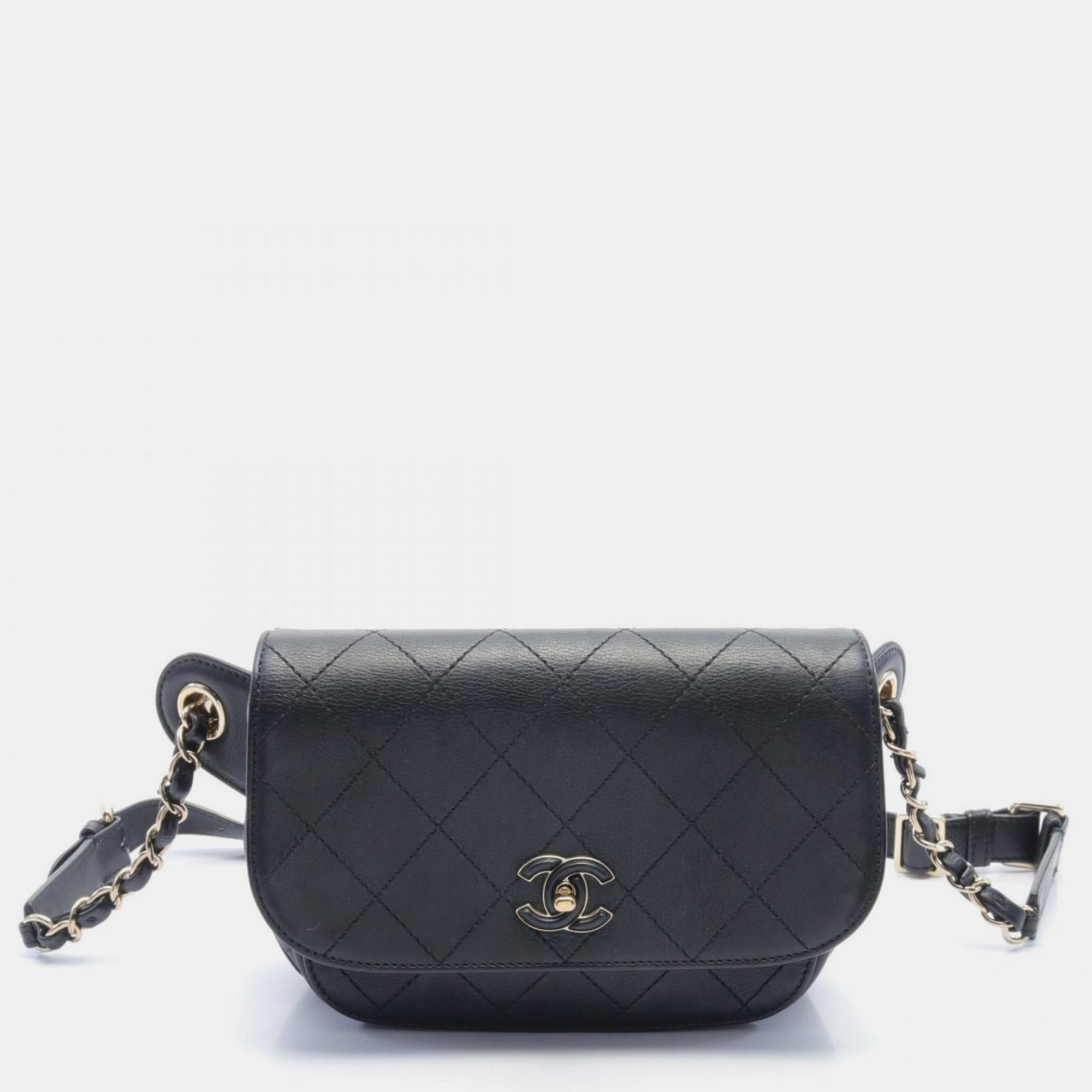 

Chanel Black Leather Matelasse Waist Bag