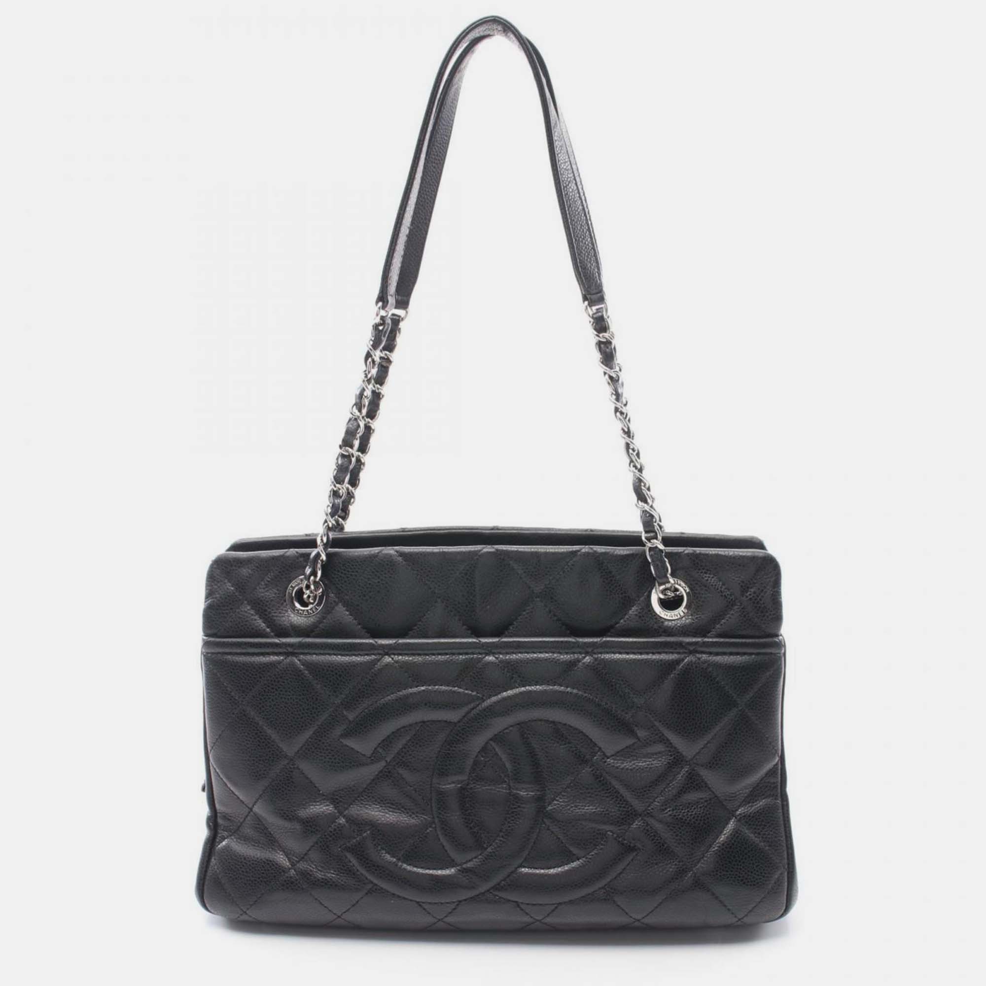 Pre-owned Chanel Black Caviar Skin Matelasse Tote Bag