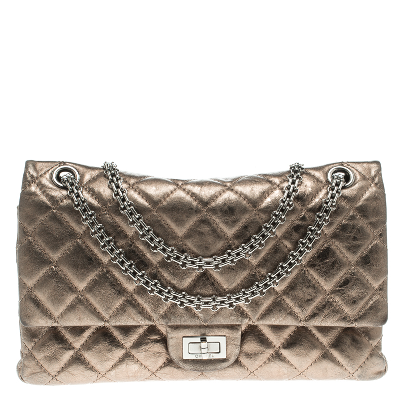 Pre Owned حقيبة شانيل قلاب 226 كلاسيك 2.55 ريإيشو جلد مبطنة ذهبية