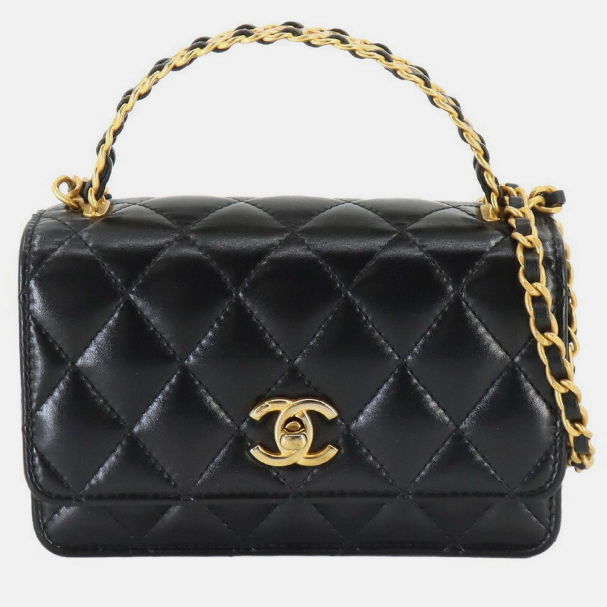 

Chanel Black Leather Matelasse Chain Long Wallet