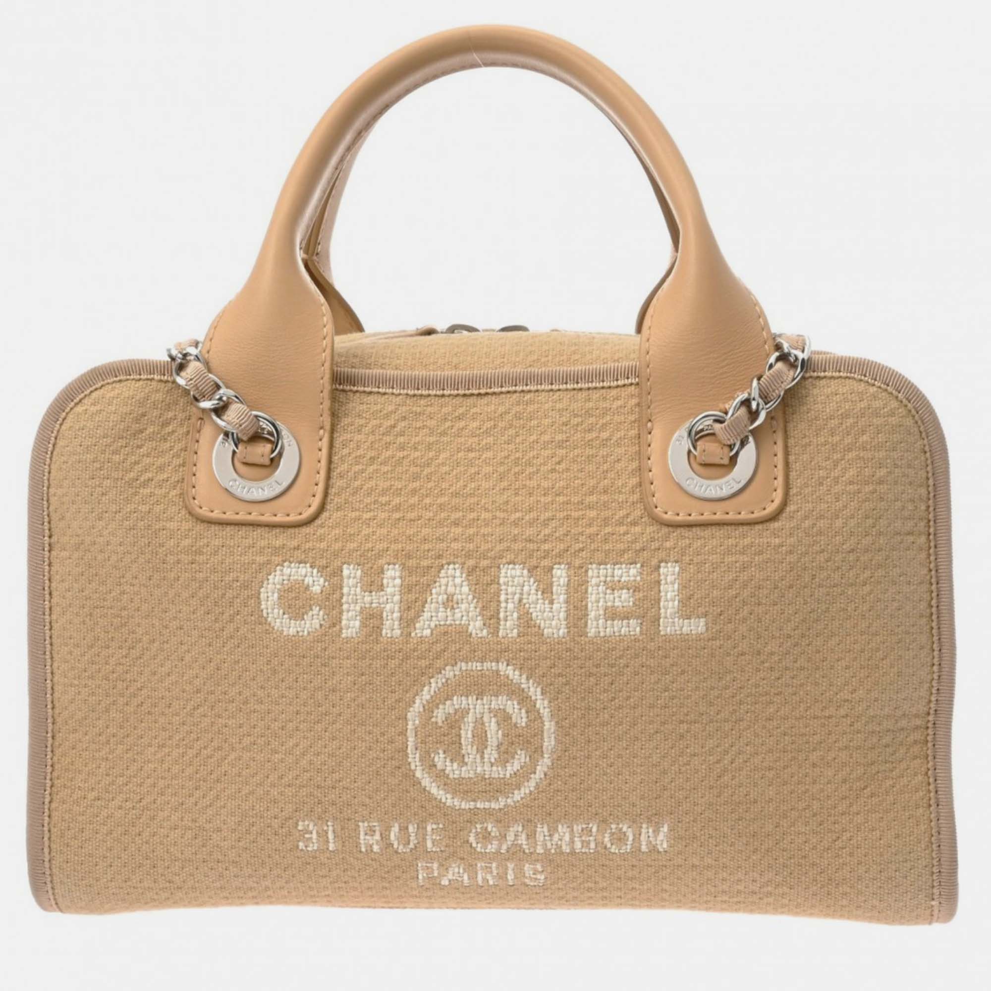 

Chanel Beige Canvas Deauville Bowling Bag