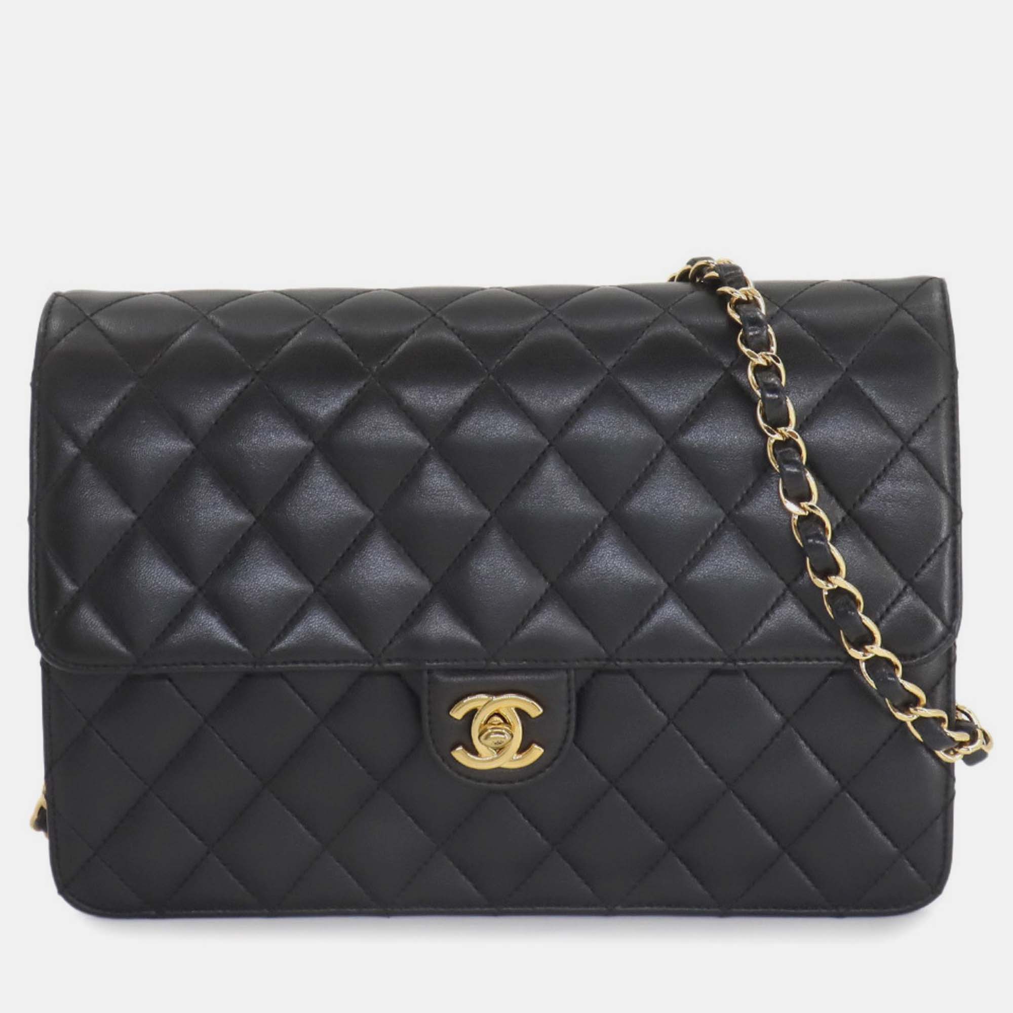 

Chanel Black Leather Coco Mark Turn Lock Matelasse Chain Shoulder Bag