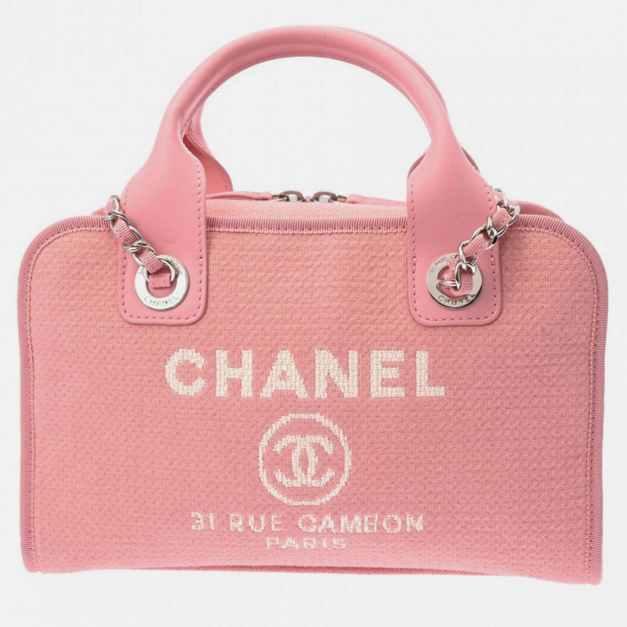 

Chanel Pink Canvas Deauville Bowling Bag