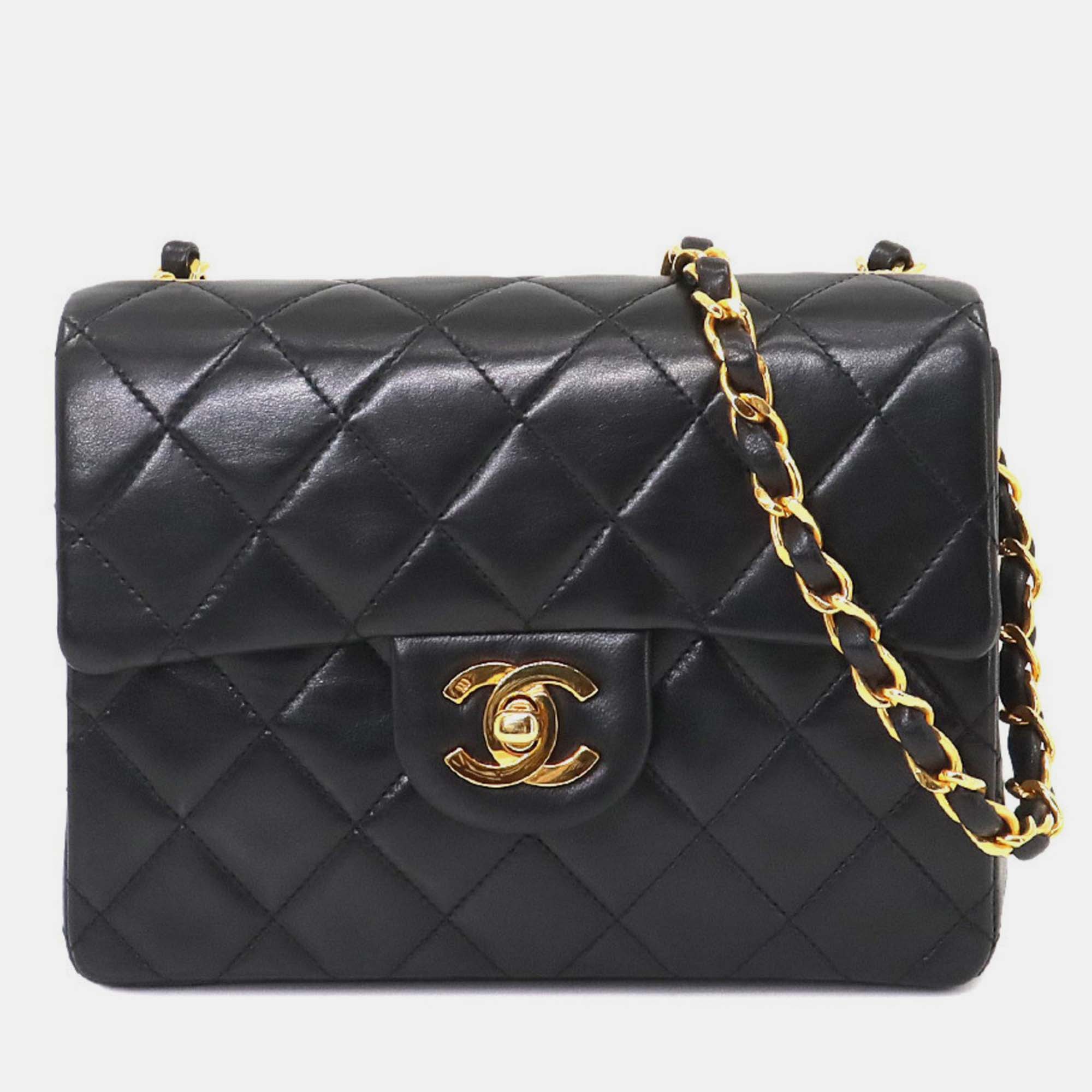 

Chanel Black Leather Matelasse Mini Chain Shoulder Bag
