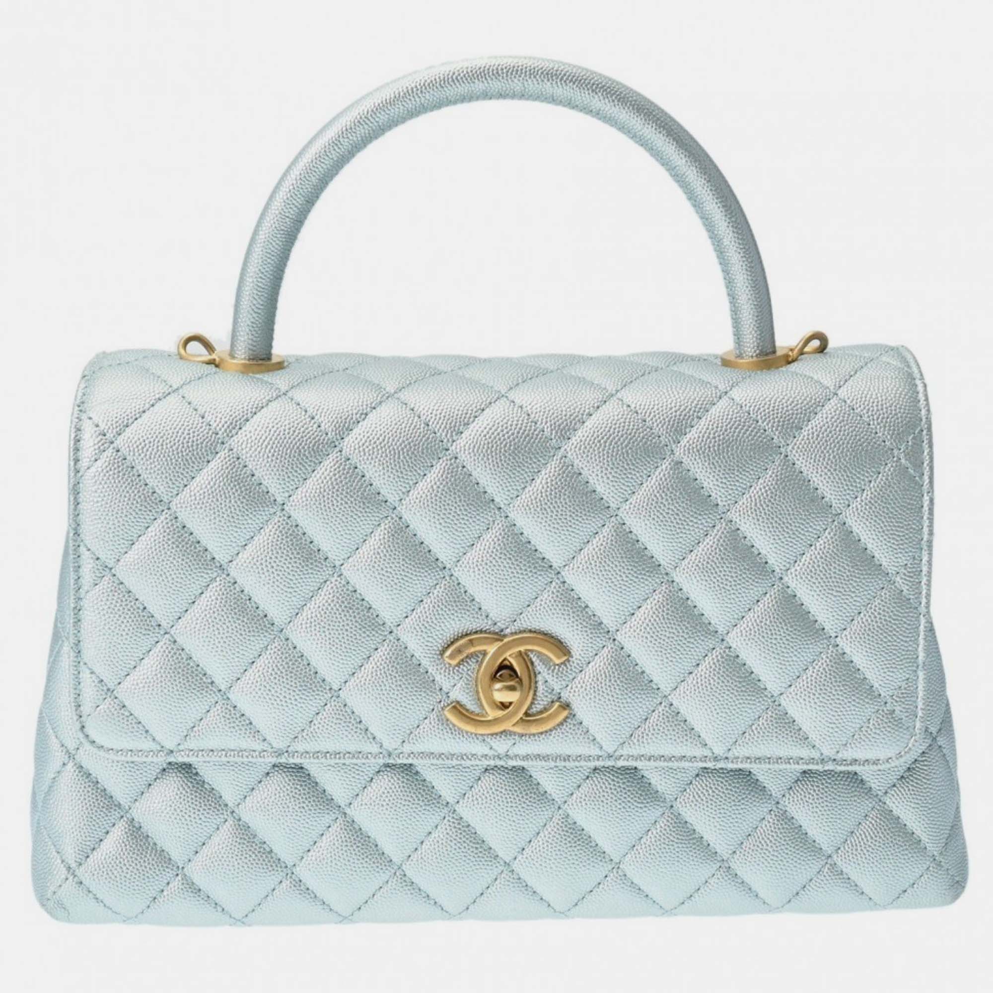 

Chanel Blue Caviar Skin Metallic Matelasse 29 Handbag