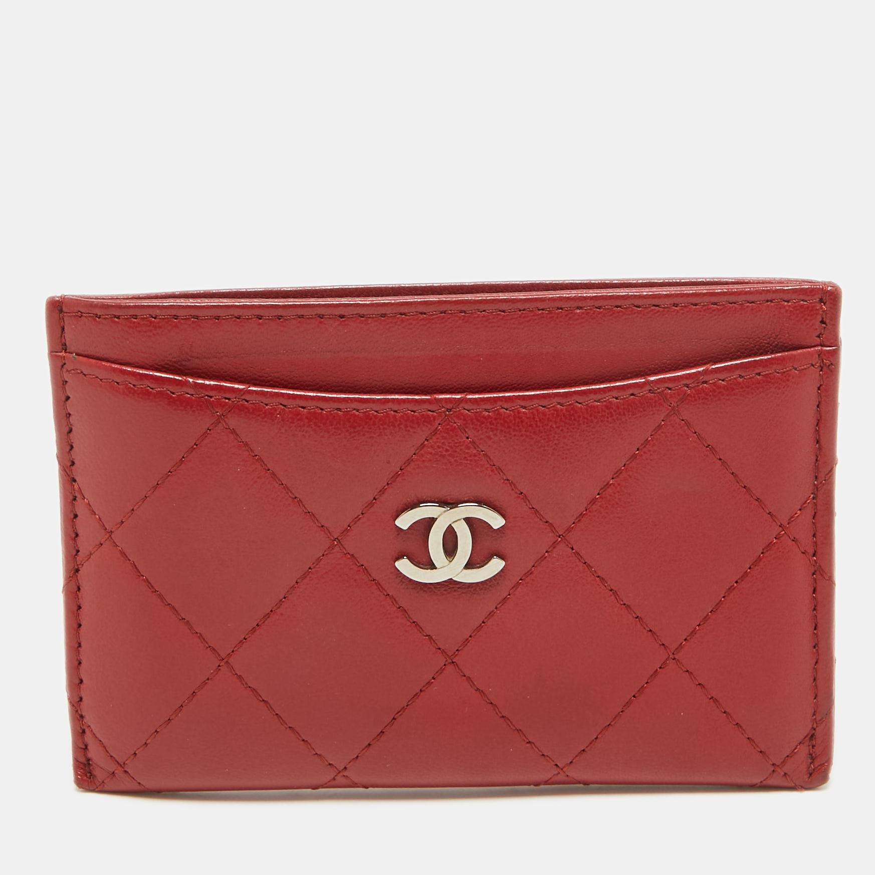 

Chanel Red Quilted Leather CC Card Holder