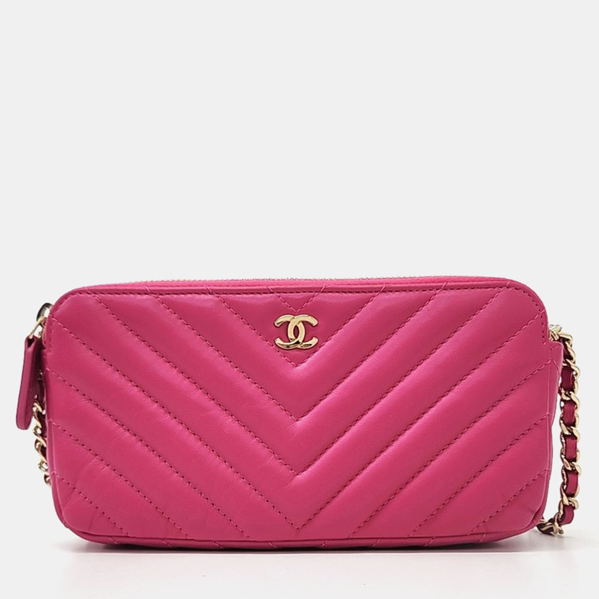 

Chanel WOC Chevron Mini Crossbody Bag, Pink