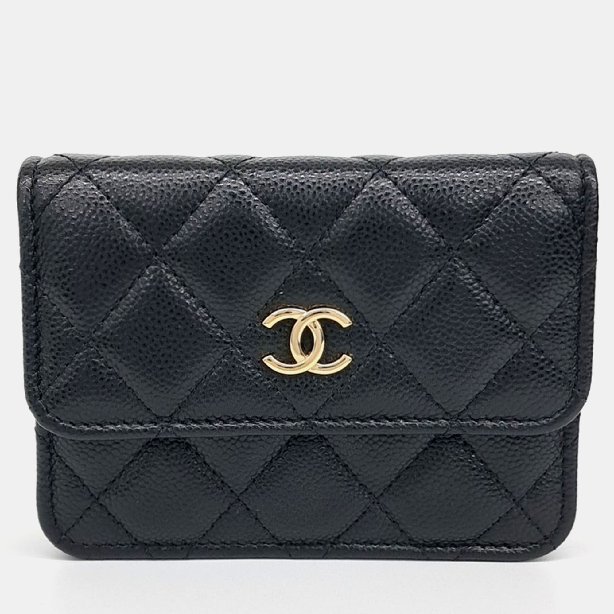 Pre-owned Chanel Caviar Mini Chain Crossbody Bag In Black