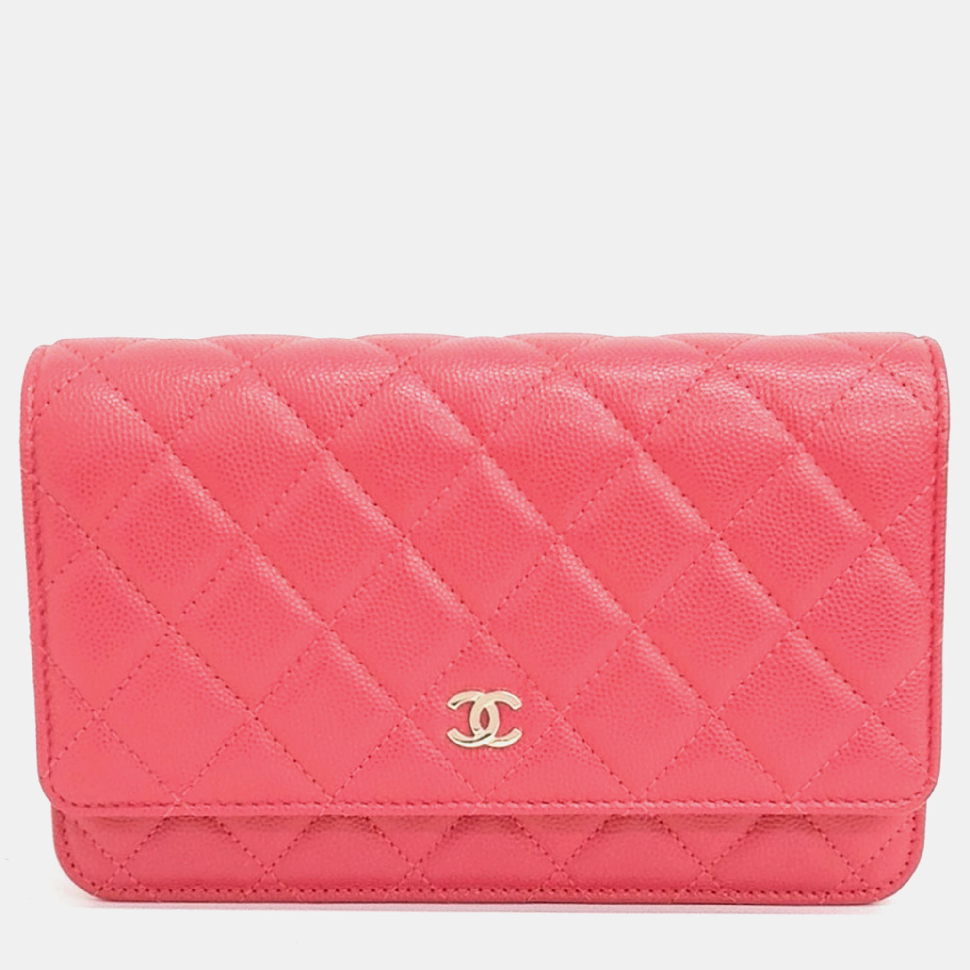 Pre-owned Chanel Caviar Woc Mini Crossbody Bag In Red