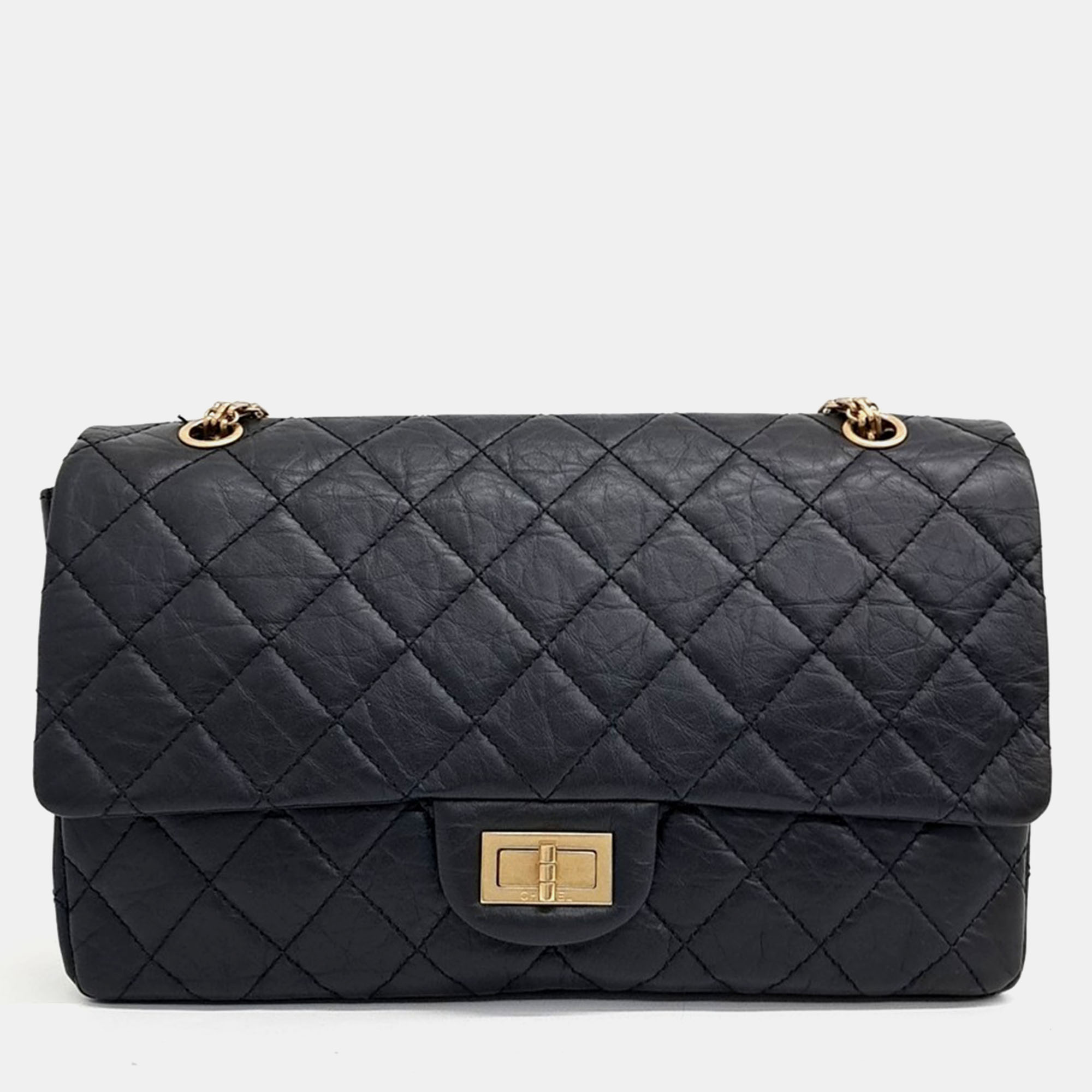 Pre-owned Chanel Vintage 2.55 Bag 32 In Black